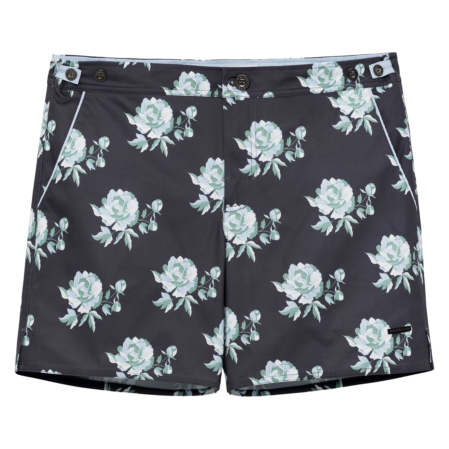 SAVE 70%- Cool Grey Peonies Print 6" Catalonia Stretch - parke & ronen