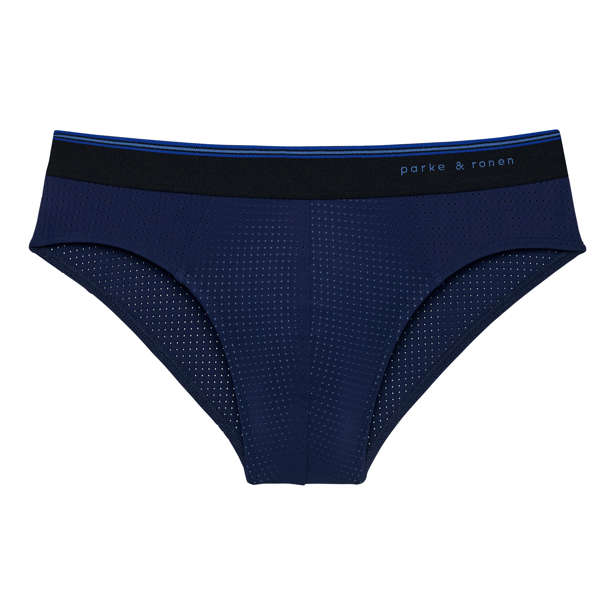 Navy Wave Mesh Low Rise Brief - Parke & Ronen