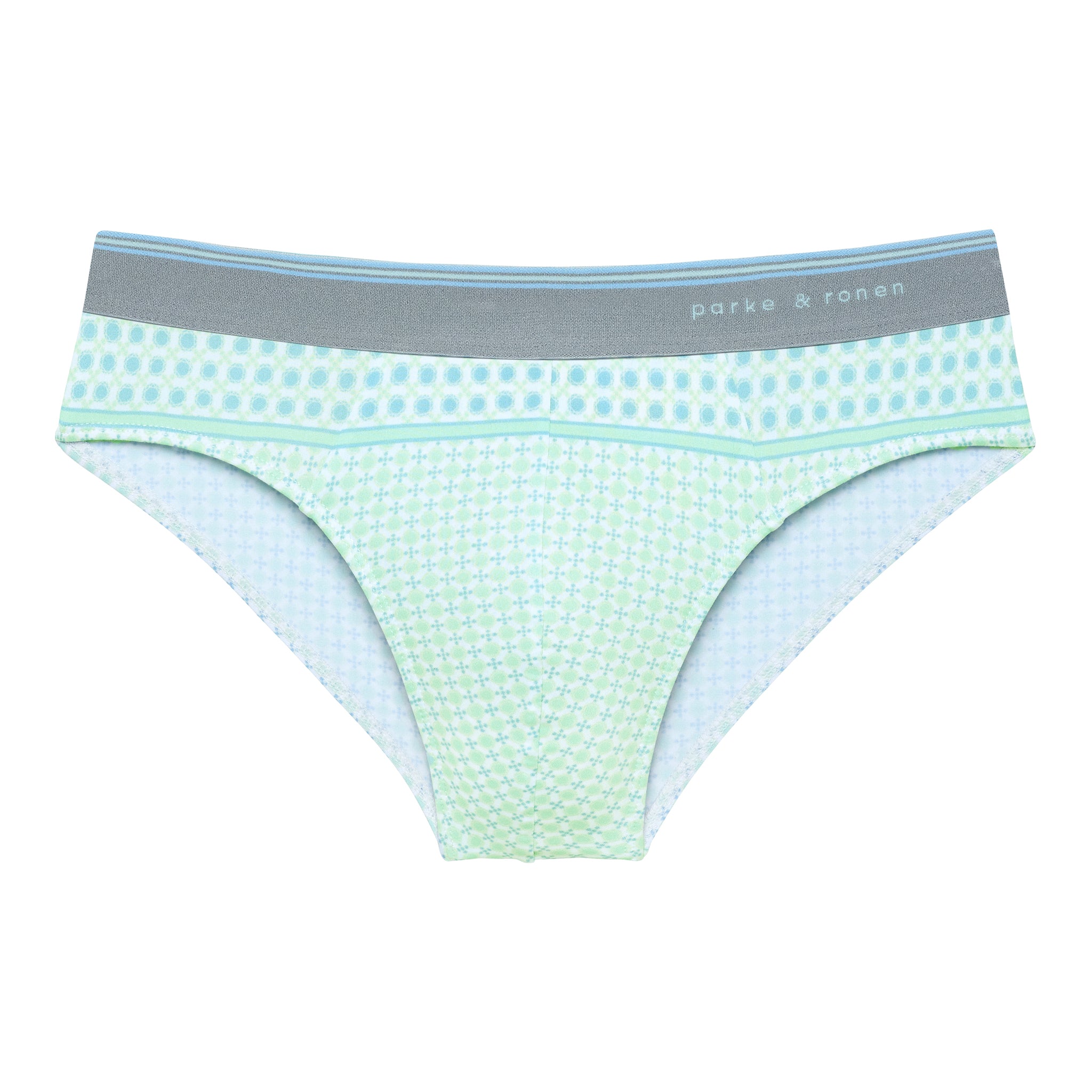 Aqua Lattice Printed Low Rise Brief - Parke & Ronen
