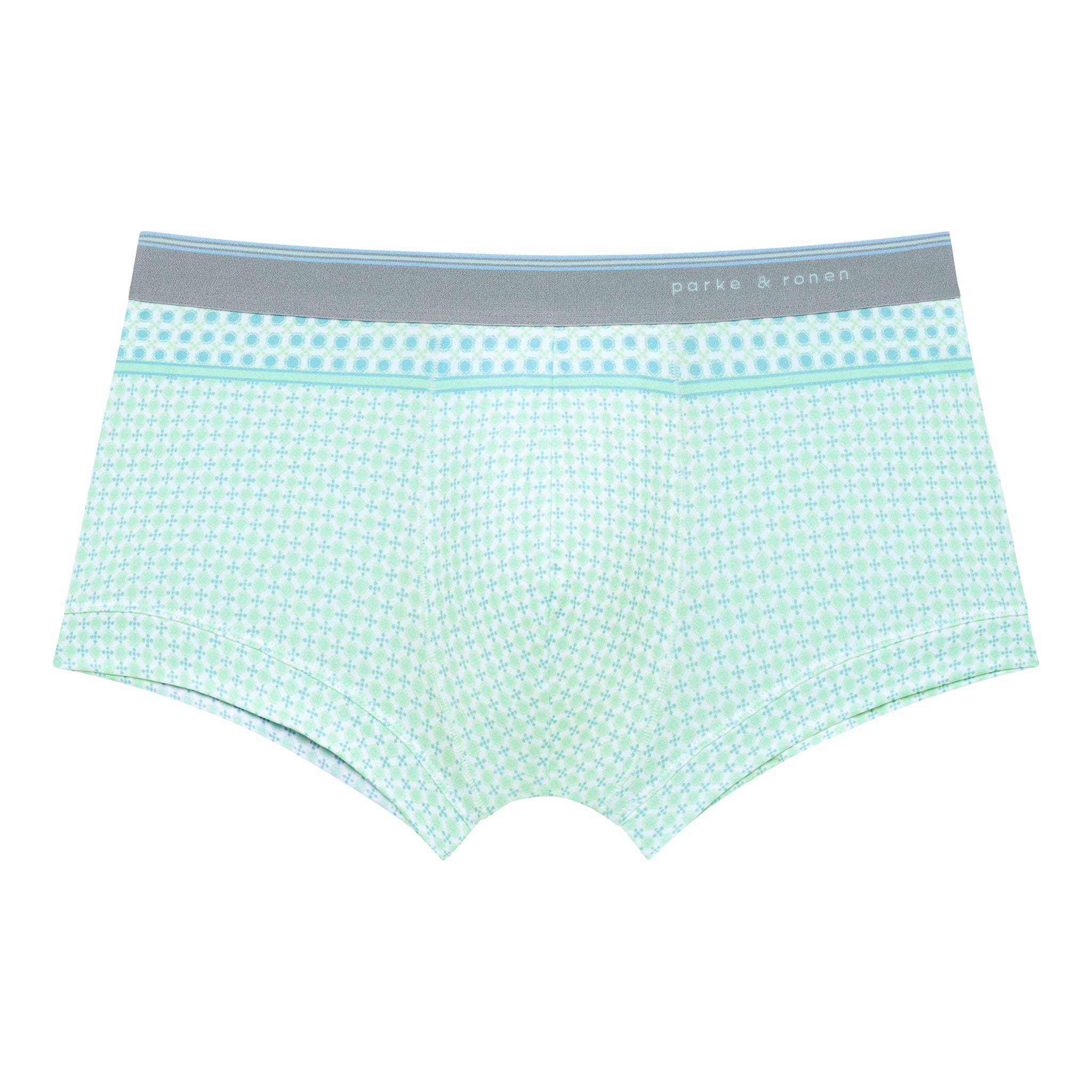 Aqua Lattice Printed Low Rise Trunk - Parke & Ronen