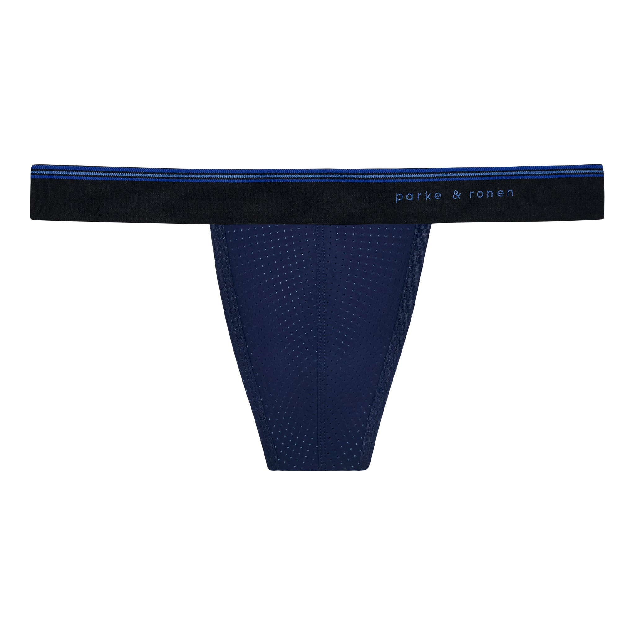 Navy Wave Mesh Thong - Parke & Ronen