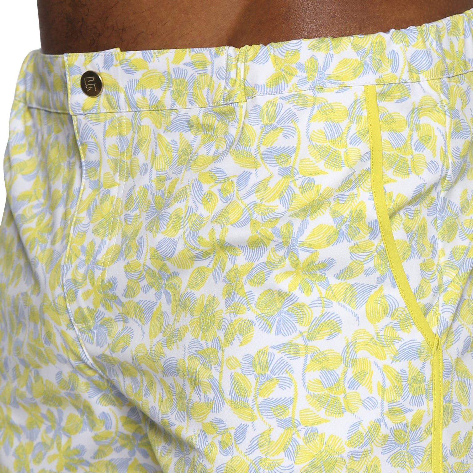 Lemon Havana Leaf Print 2" Angeleno Stretch
