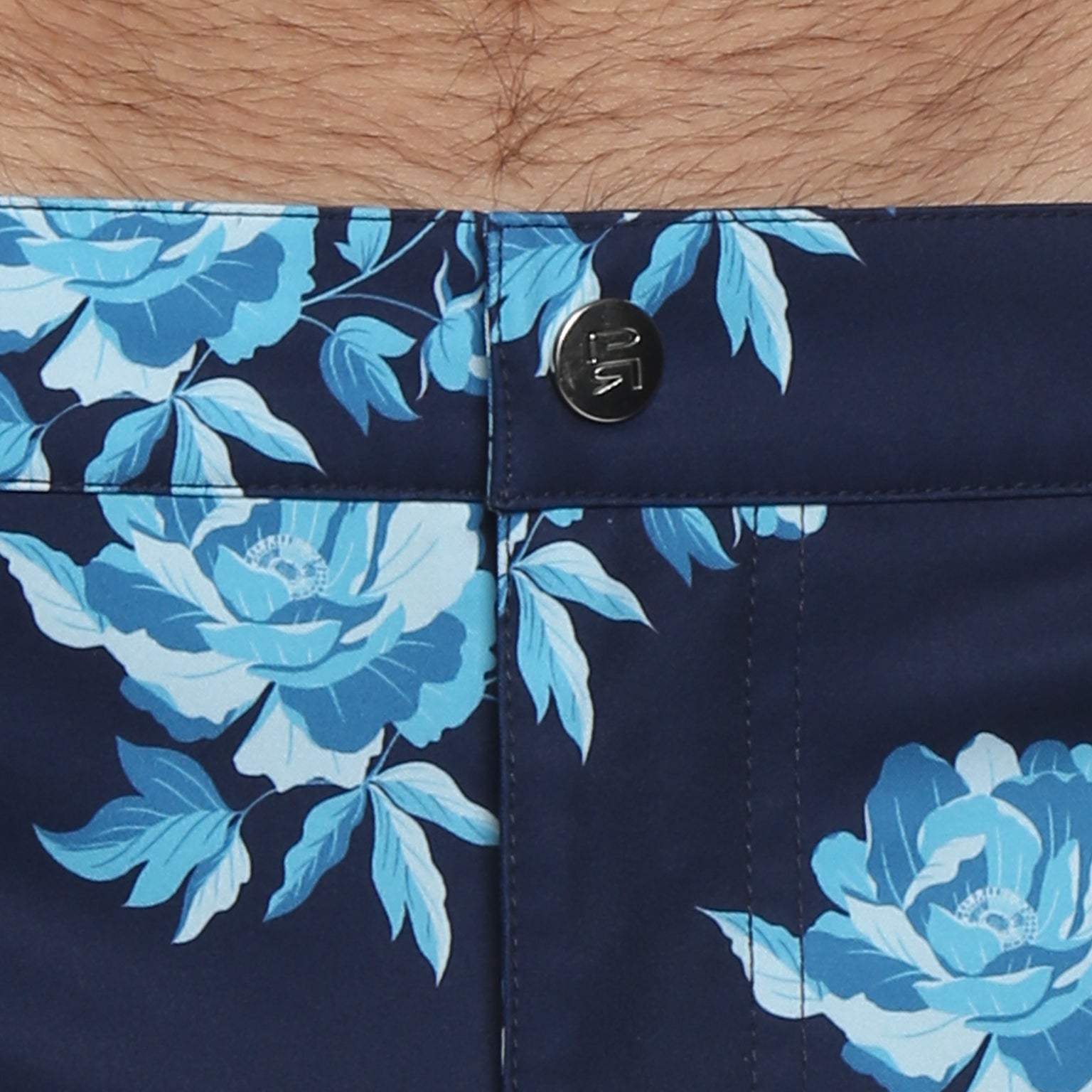 SAVE 70%- Super Blue Peonies Print 2" Angeleno Stretch - parke & ronen