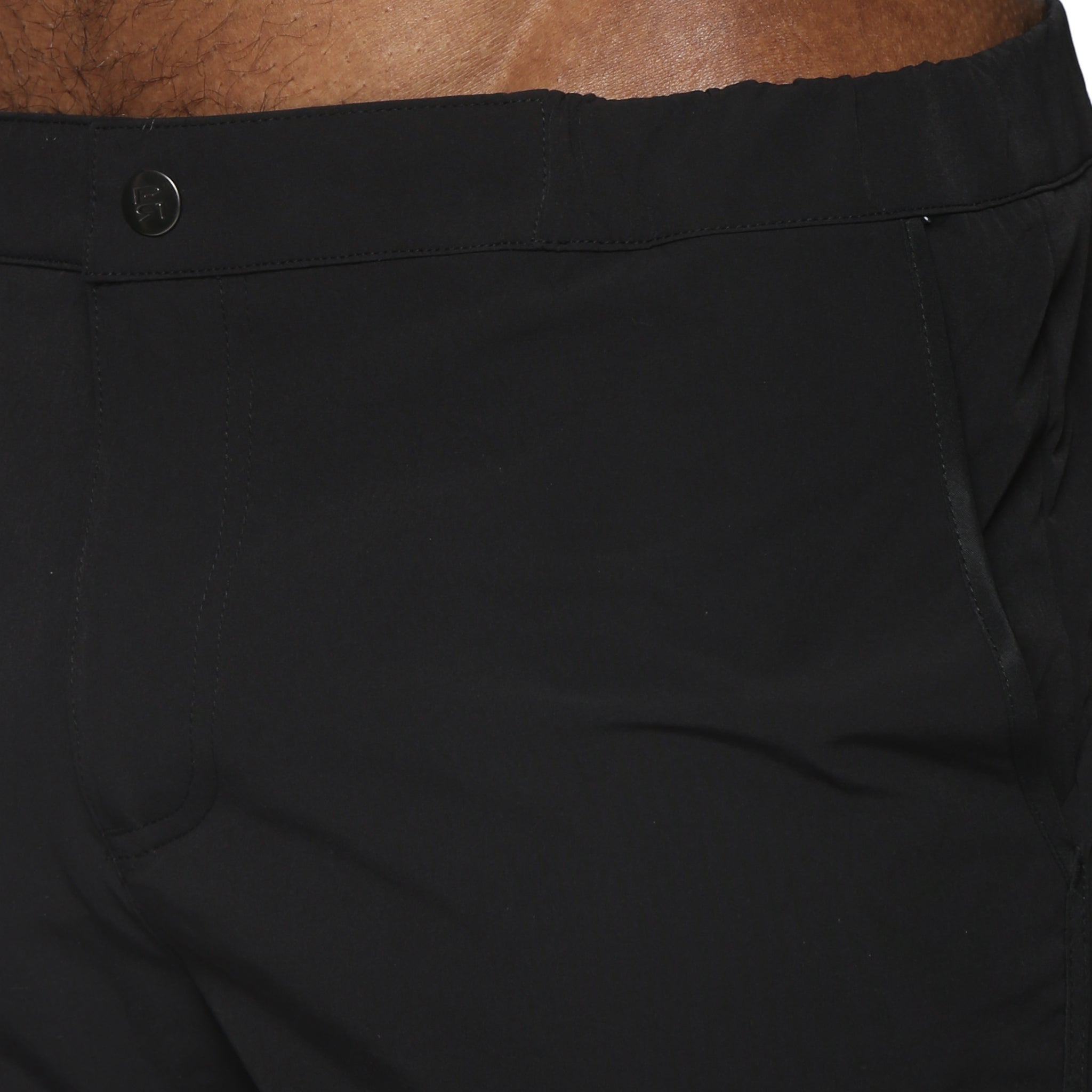 Black 2" Angeleno Solid Stretch Swim Trunk - Parke & Ronen