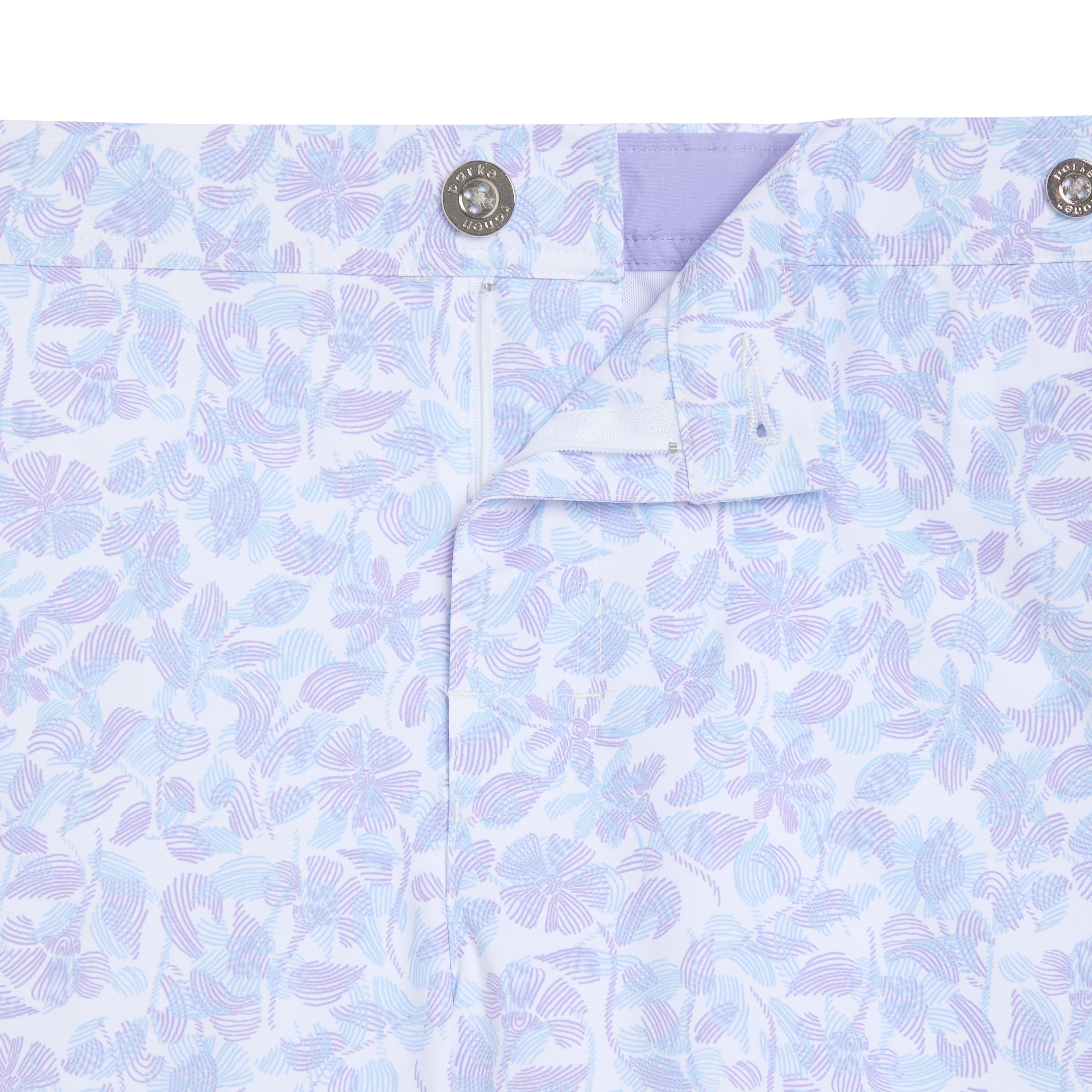 NEW ARRIVAL- Lilac Havana Leaf Print 6" Catalonia Stretch