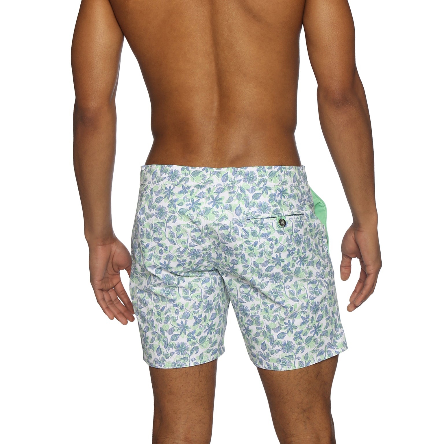 Lime Havana Leaf Print 6" Catalonia Stretch
