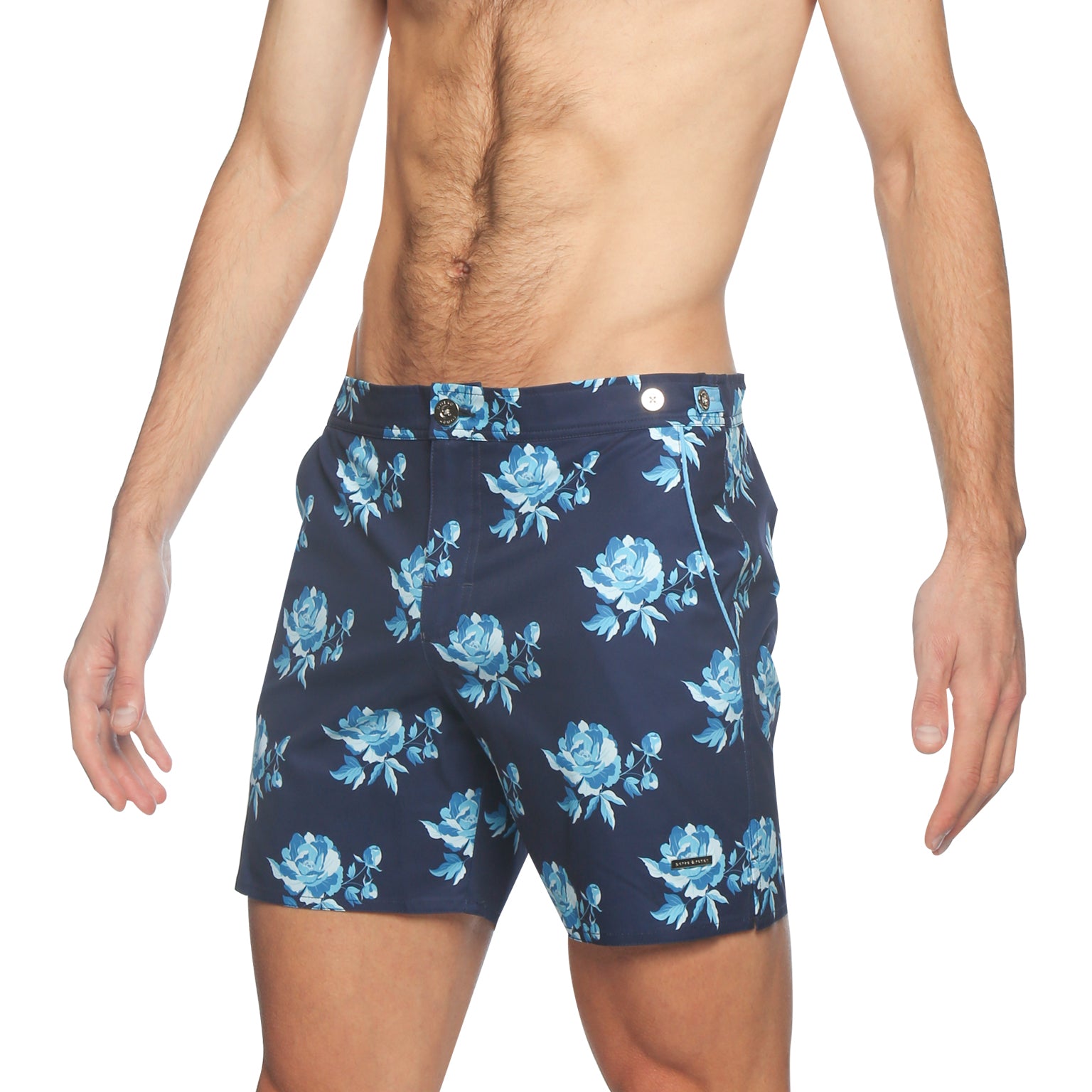 Super Blue Peonies Print 6" Catalonia Stretch