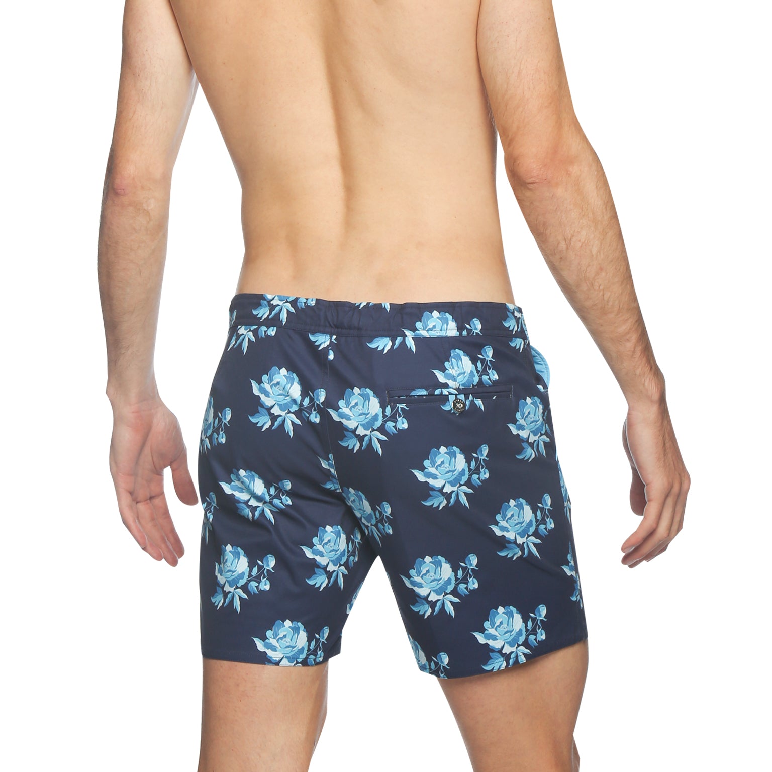 SAVE 70%- Super Blue Peonies Print 6" Catalonia Stretch - parke & ronen
