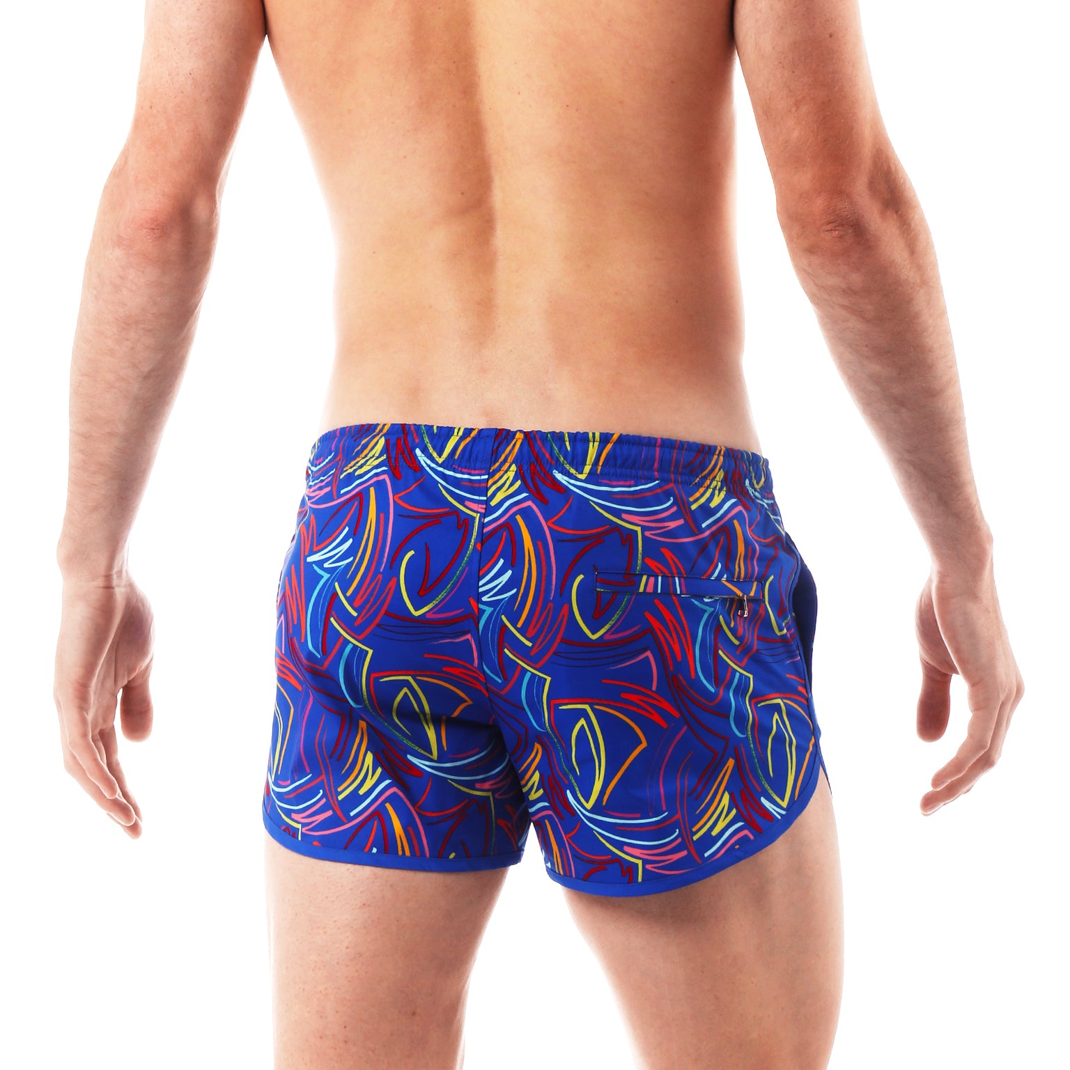 Royal Blue Rowdy Print 3" Runner Swim Trunk