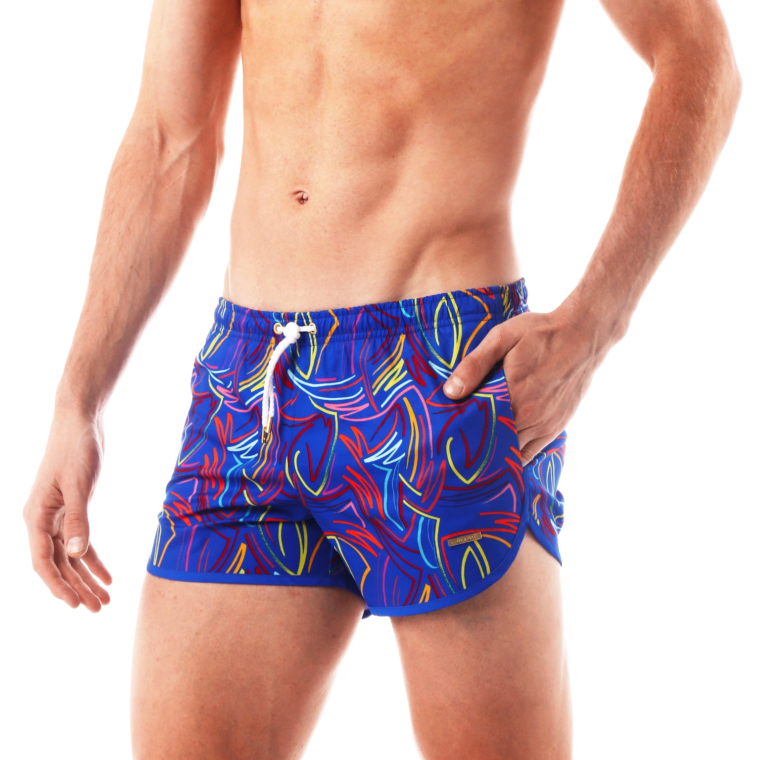 Royal Blue Rowdy Print 3" Runner Swim Trunk