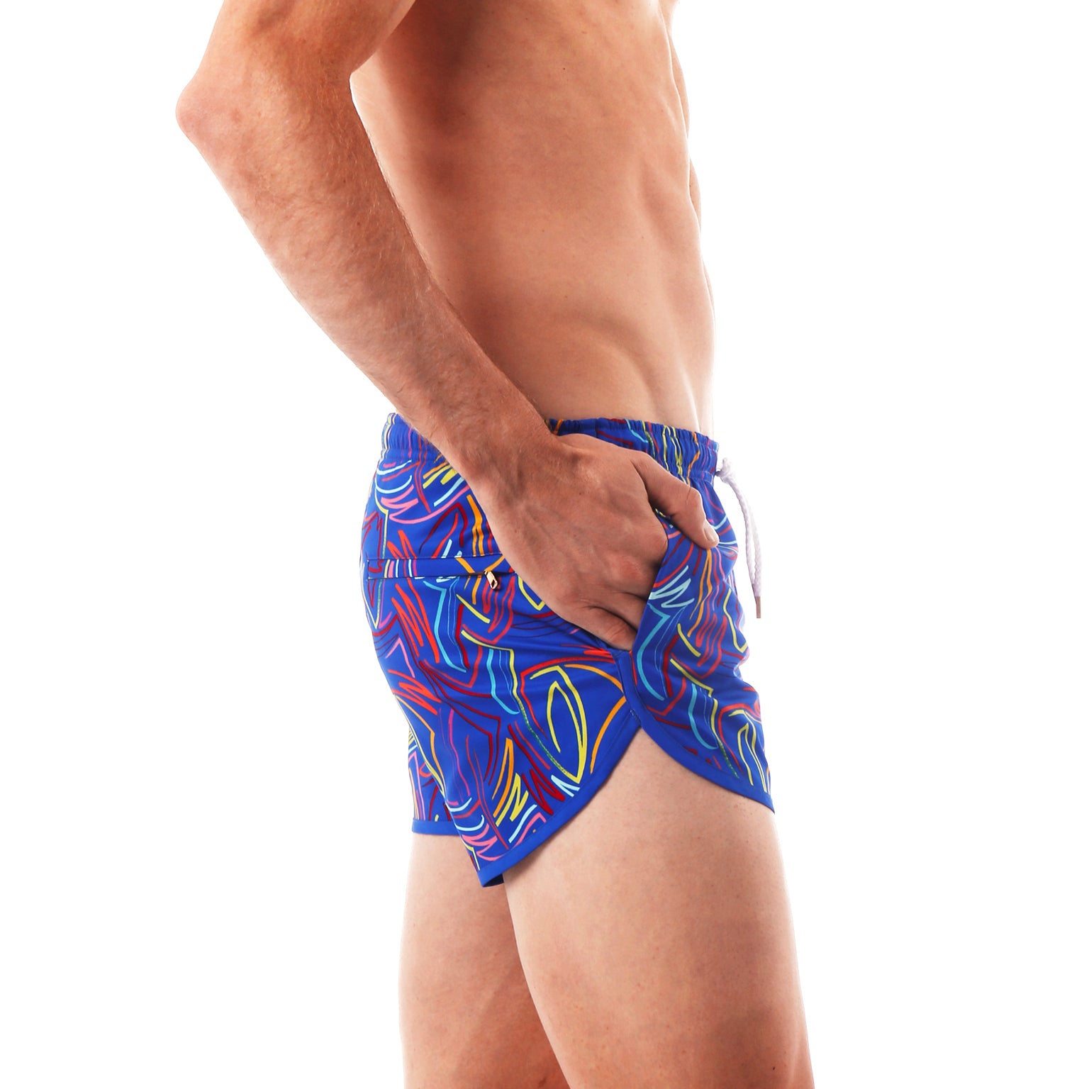 Royal Blue Rowdy Print 3" Runner Swim Trunk