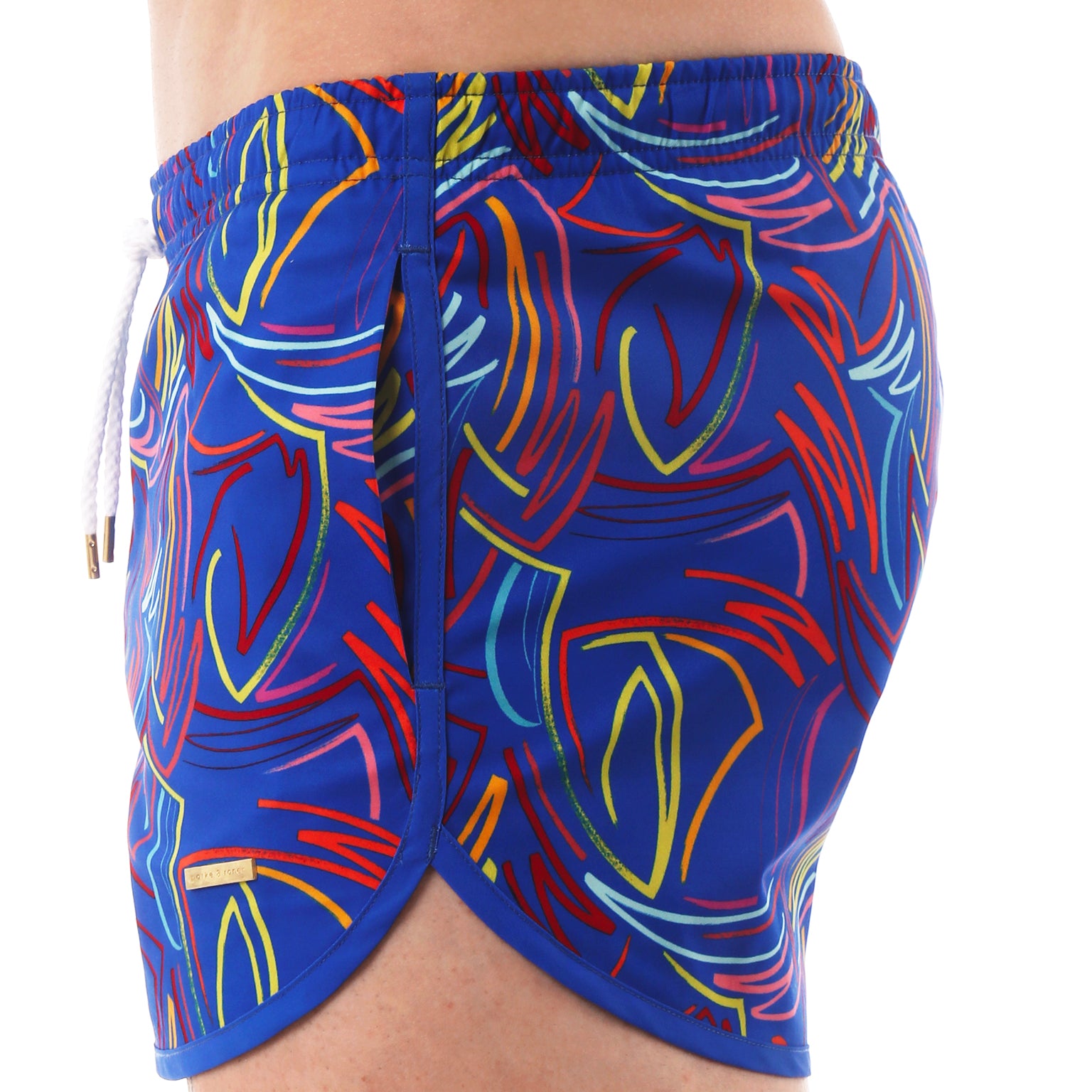 Royal Blue Rowdy Print 3" Runner Swim Trunk