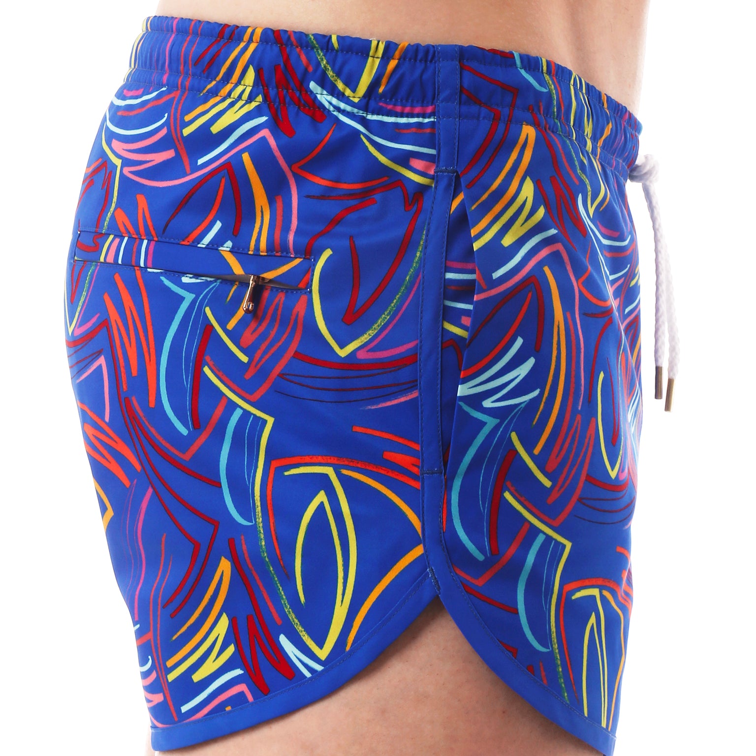 Royal Blue Rowdy Print 3" Runner Swim Trunk