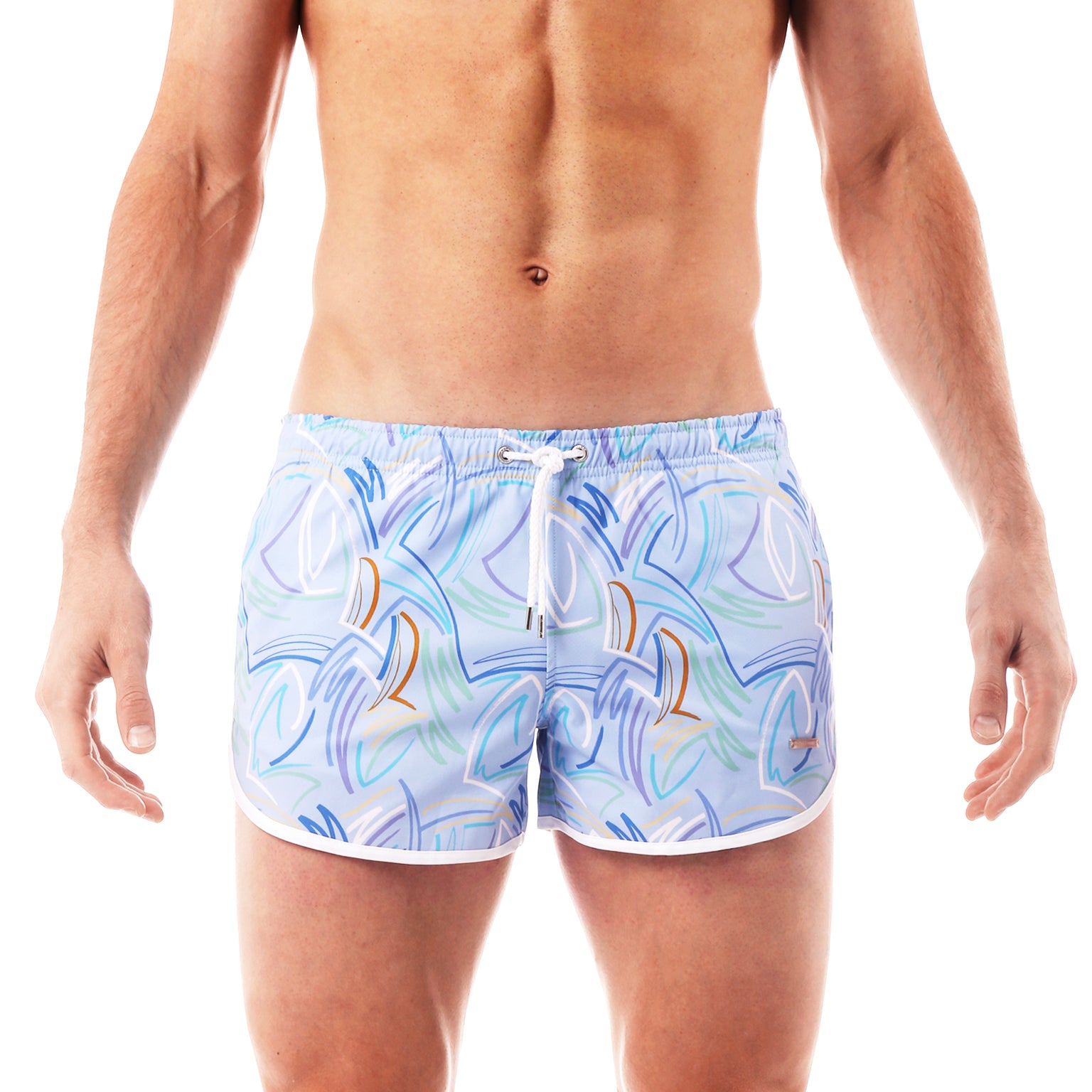 Sky Rowdy Print 3" Runner Swim Trunk