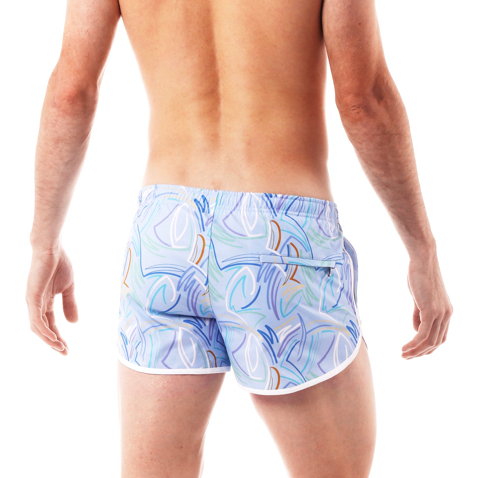 Sky Rowdy Print 3" Runner Swim Trunk