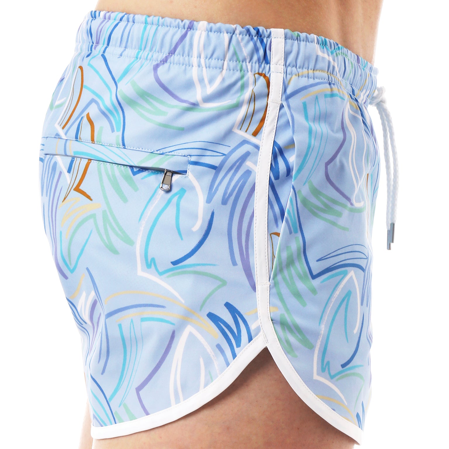 Sky Rowdy Print 3" Runner Swim Trunk