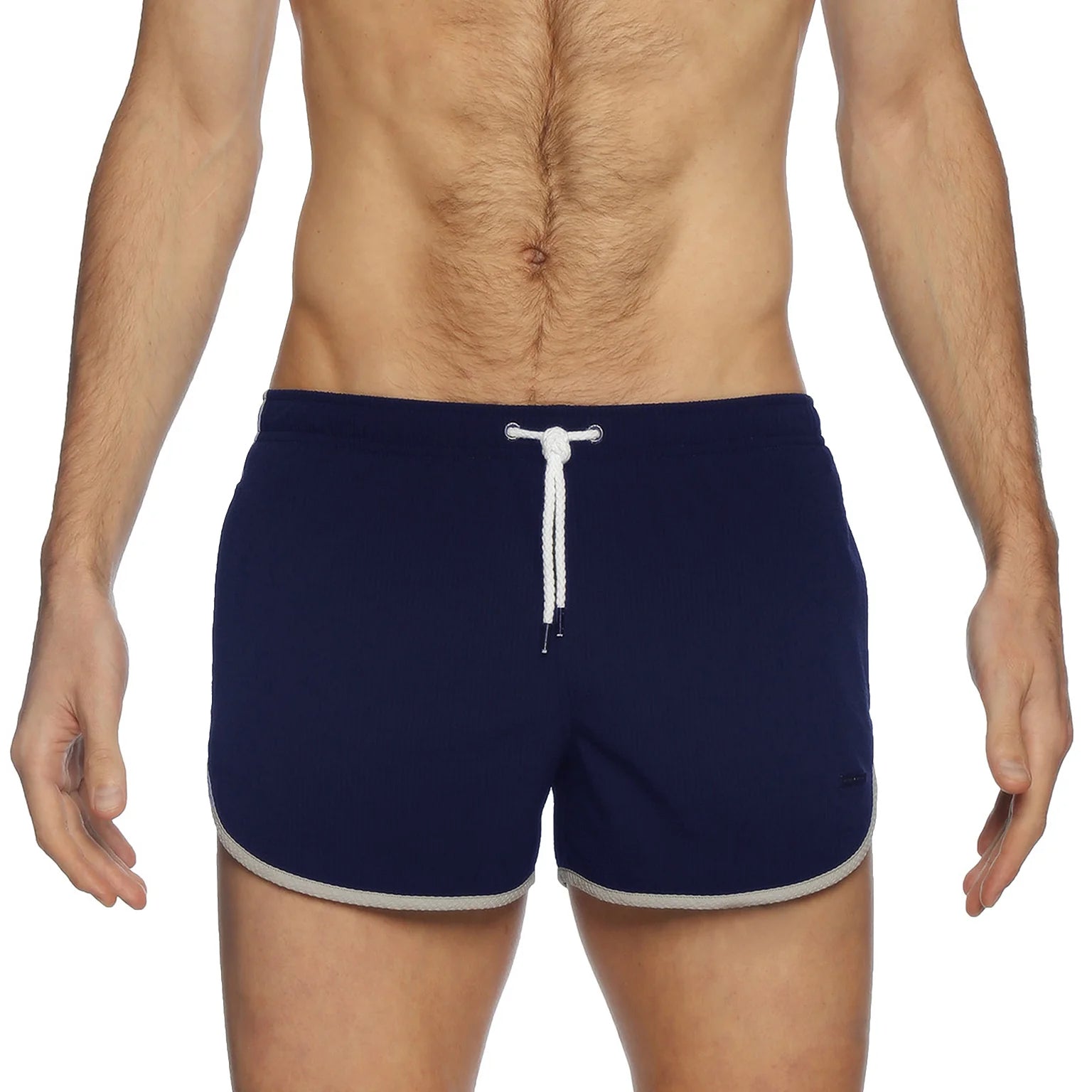 SAVE 70%- Navy Seersucker Runner Swim Short - parke & ronen