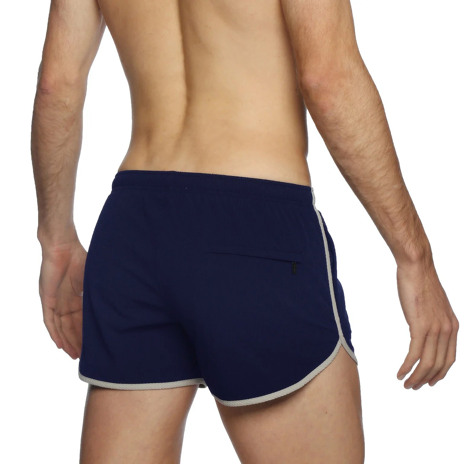 SAVE 70%- Navy Seersucker Runner Swim Short - parke & ronen