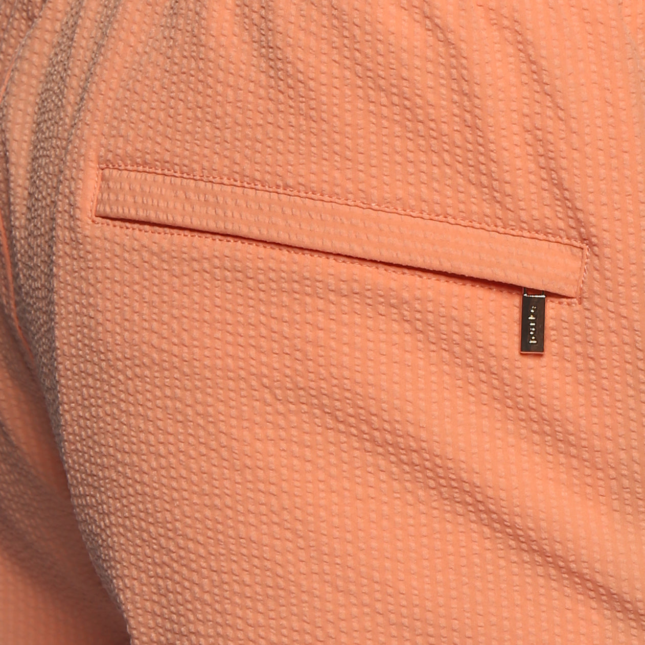 SAVE 70%- Salmon Seersucker Runner Swim Short - parke & ronen