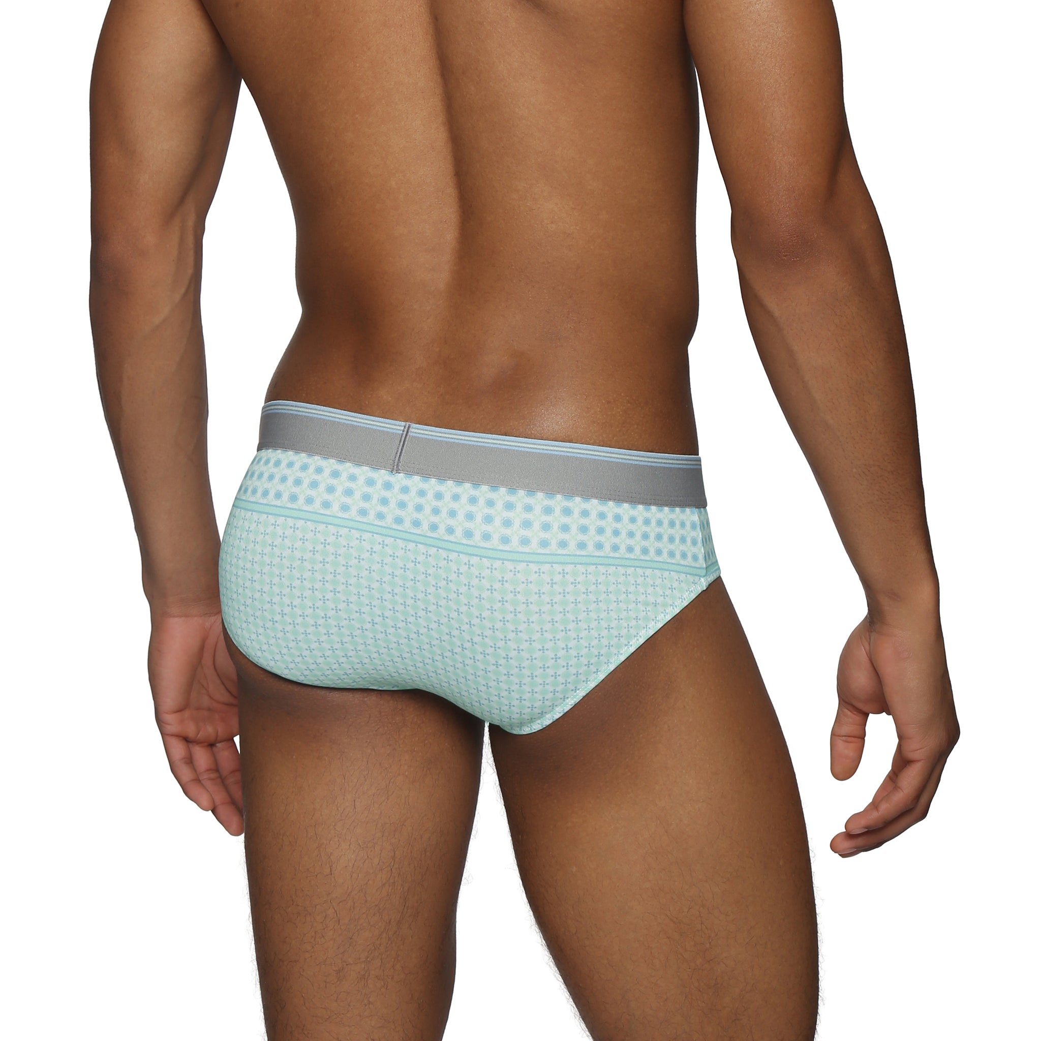 Aqua Lattice Printed Low Rise Brief - Parke & Ronen
