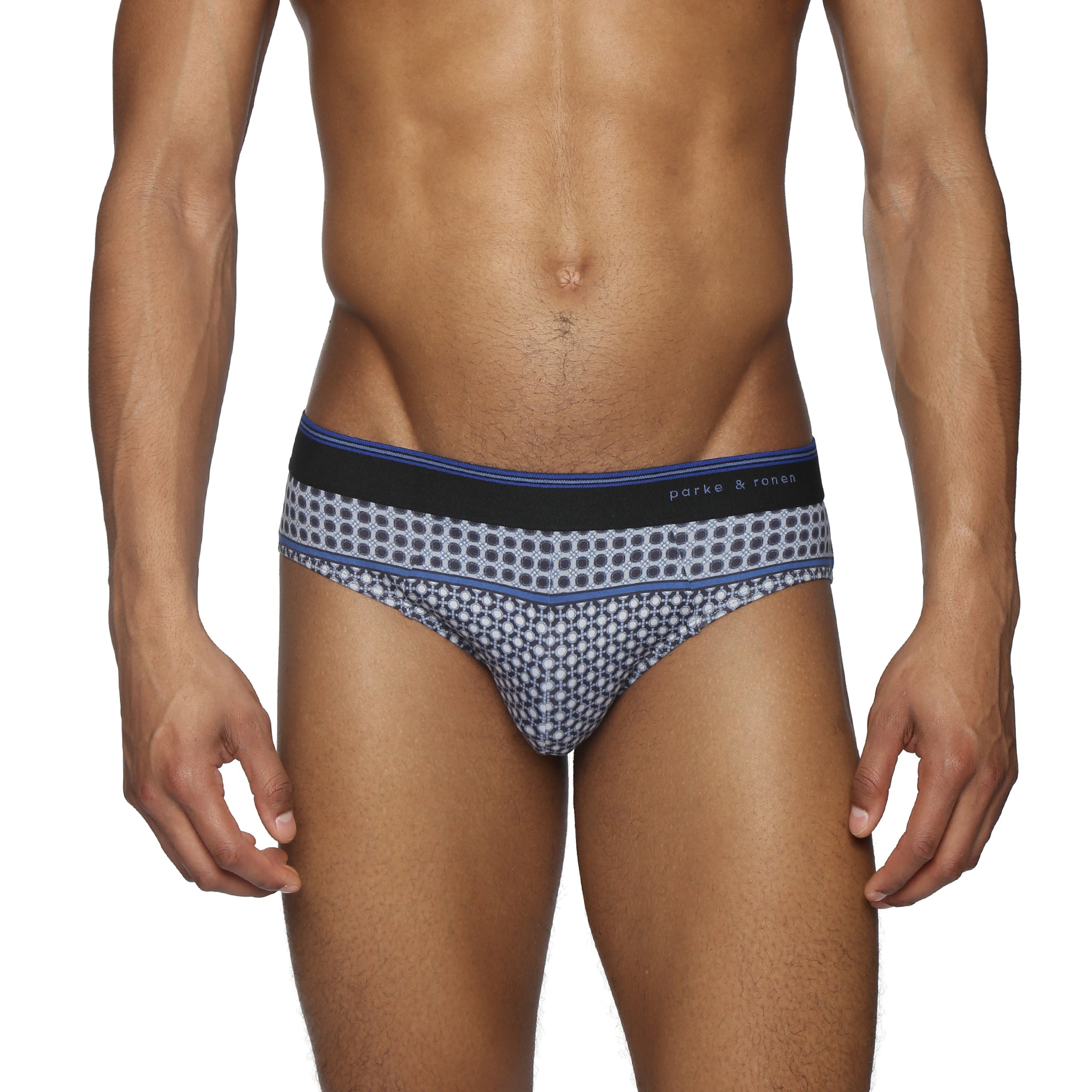 Midnight Lattice Printed Low Rise Brief - Parke & Ronen