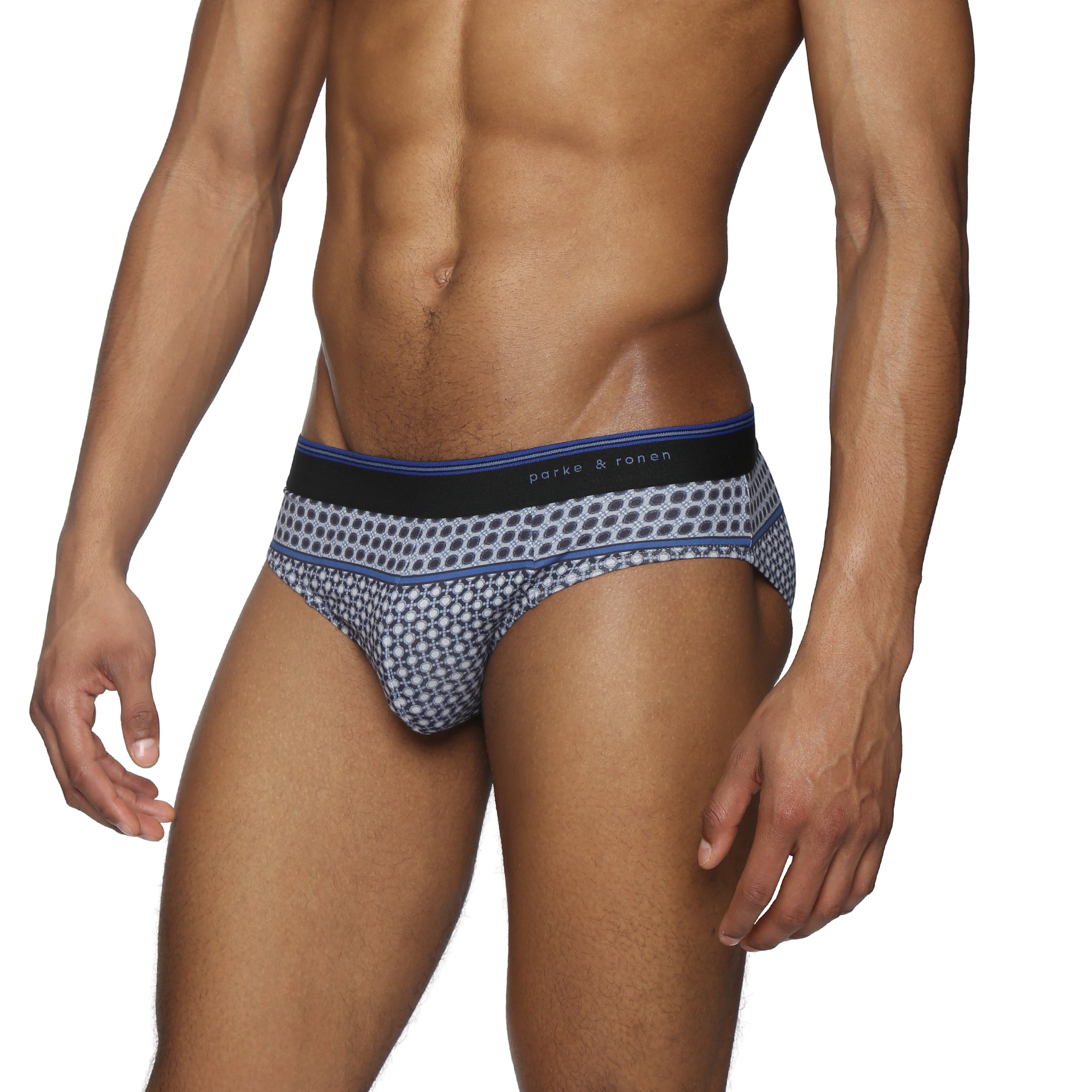 Midnight Lattice Printed Low Rise Brief - Parke & Ronen