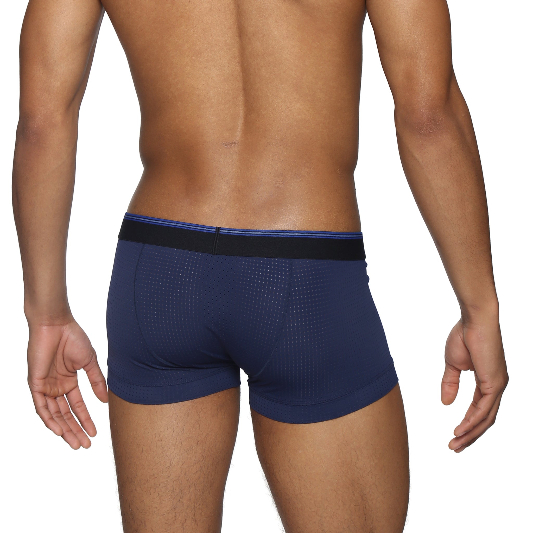 Navy Wave Mesh Low Rise Trunk - Parke & Ronen
