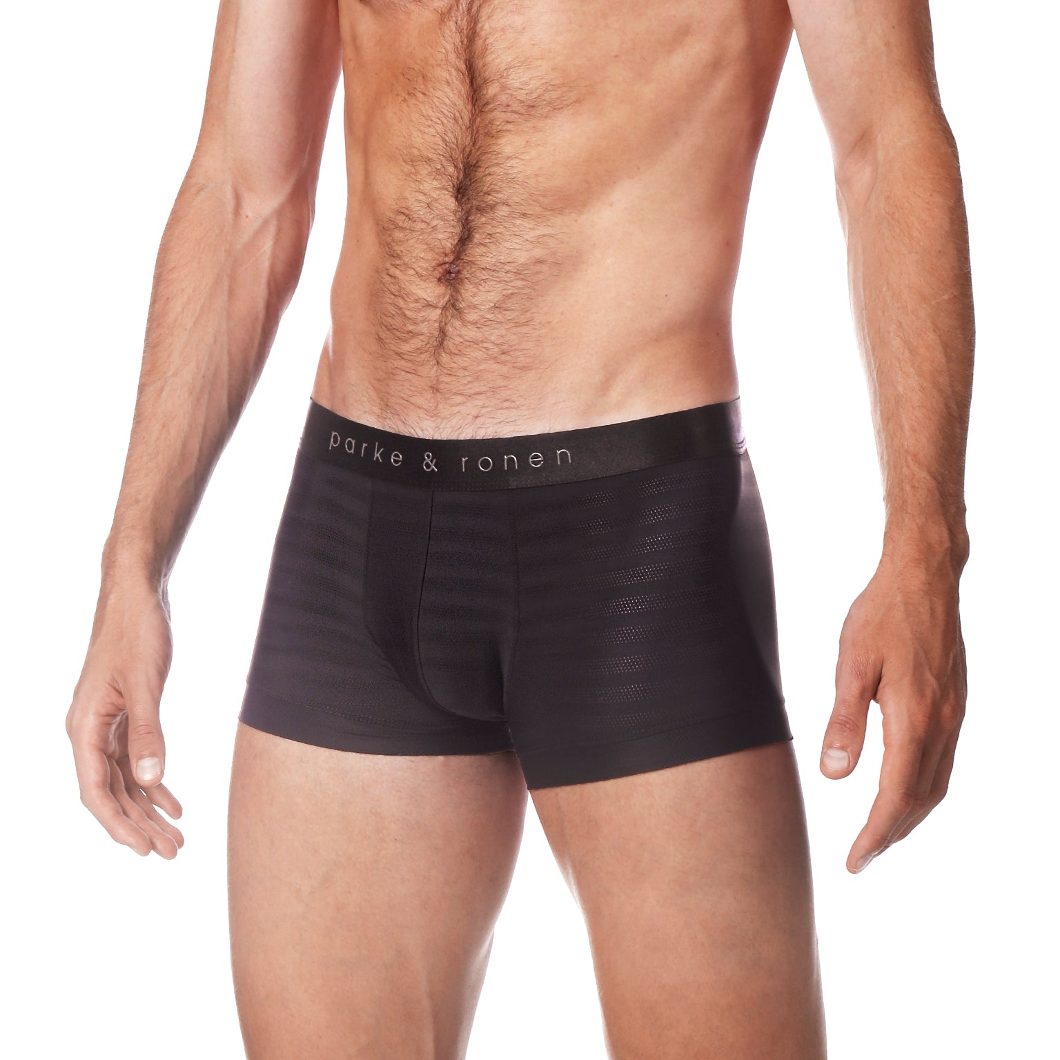 Black Nylon Pointelle Low Rise Trunk