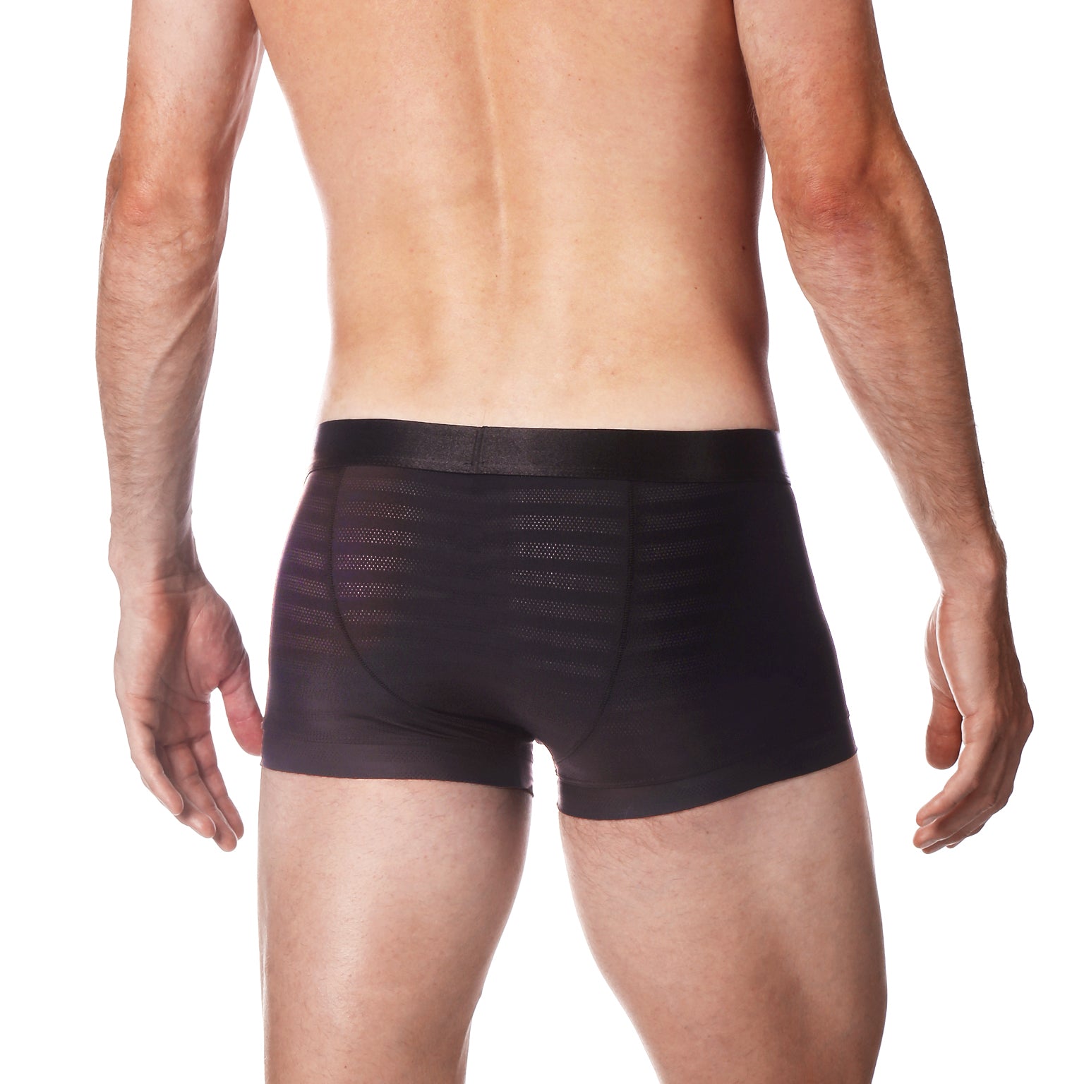 Black Nylon Pointelle Low Rise Trunk