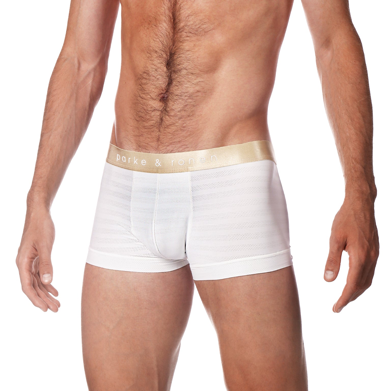 Warm White Nylon Pointelle Low Rise Trunk