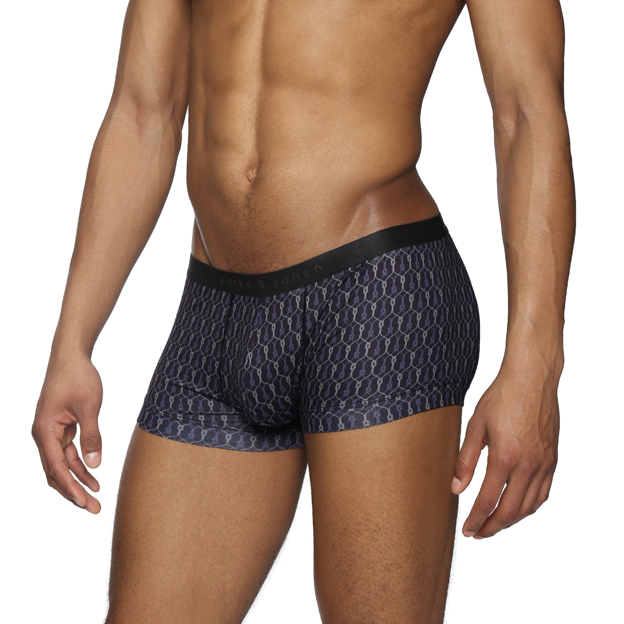 Black Sailor's Knot Printed Low Rise Trunk - Parke & Ronen
