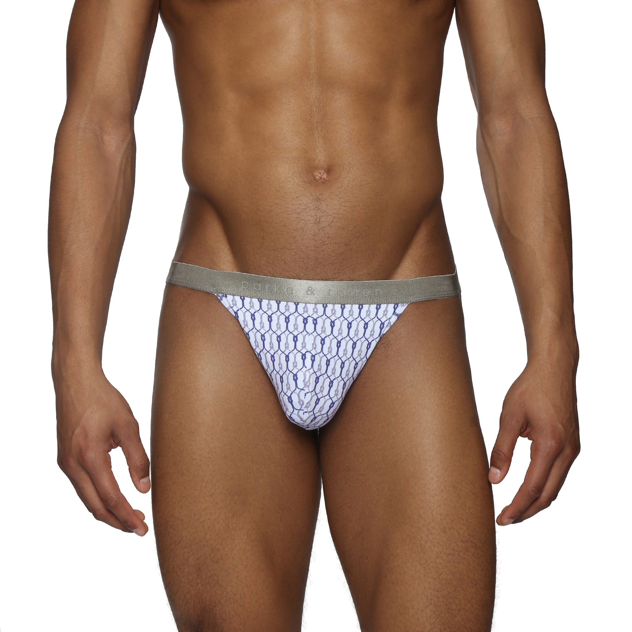 Blue Sailor's Knot Printed Thong - Parke & Ronen