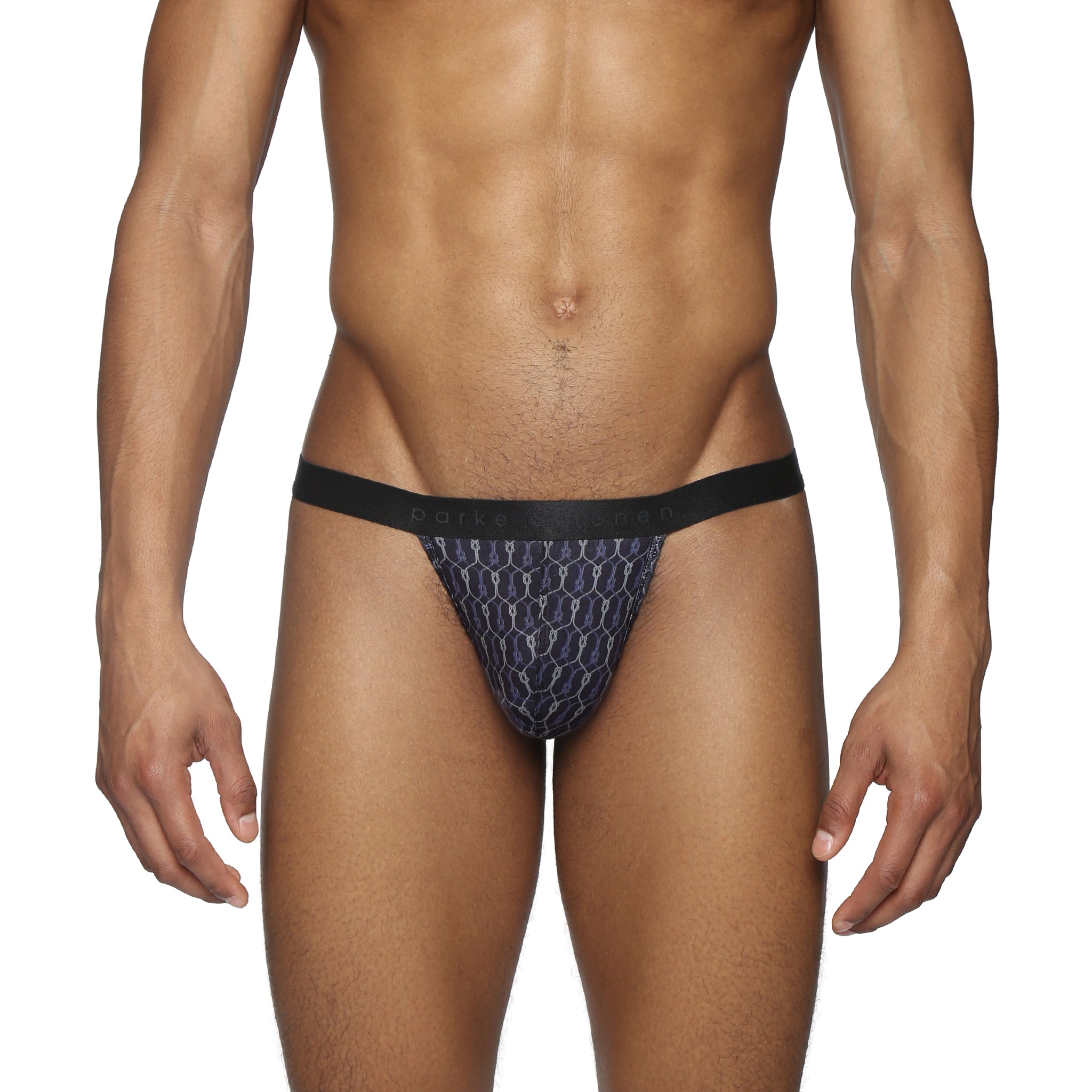 Black Sailor's Knot Printed Thong - Parke & Ronen