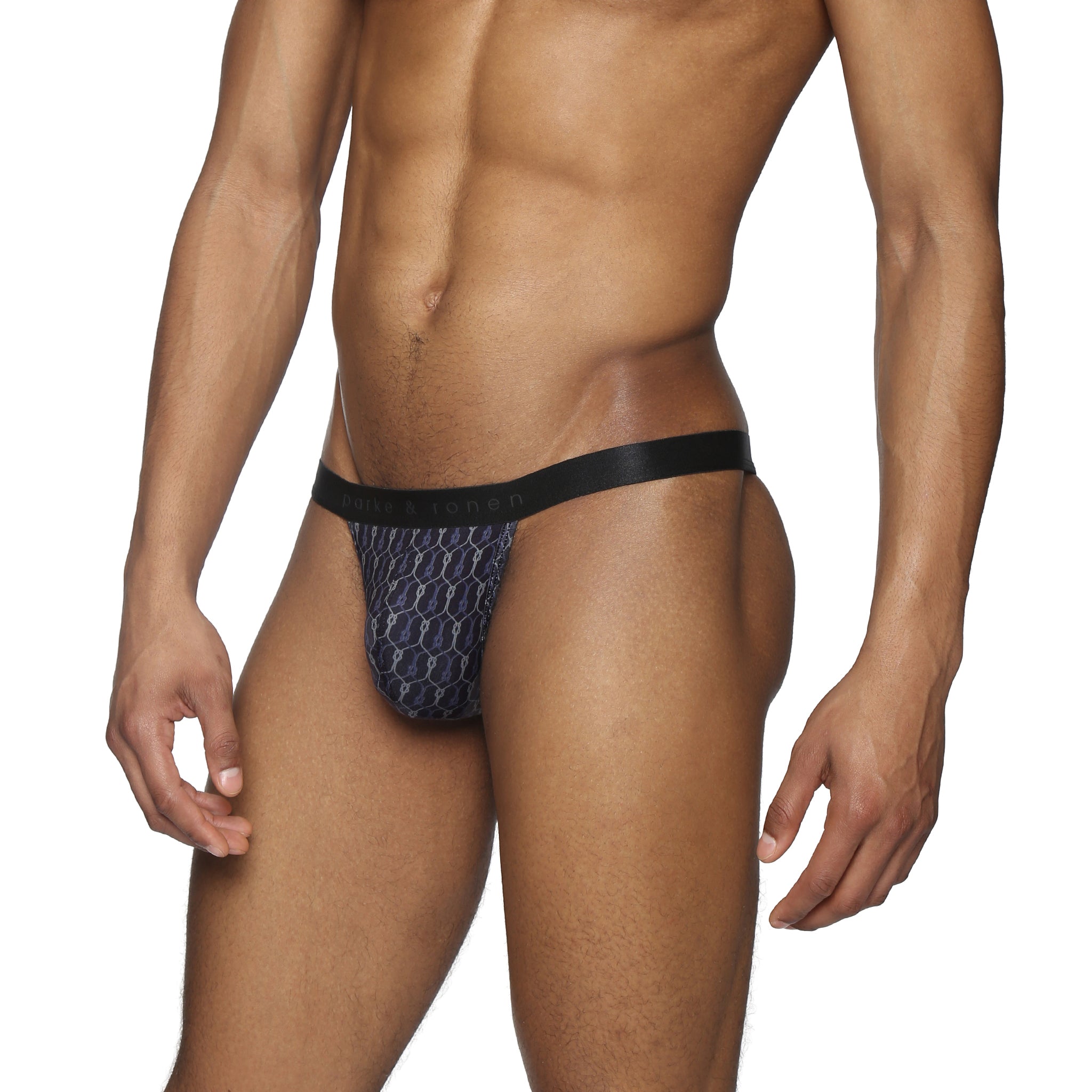 Black Sailor's Knot Printed Thong - Parke & Ronen