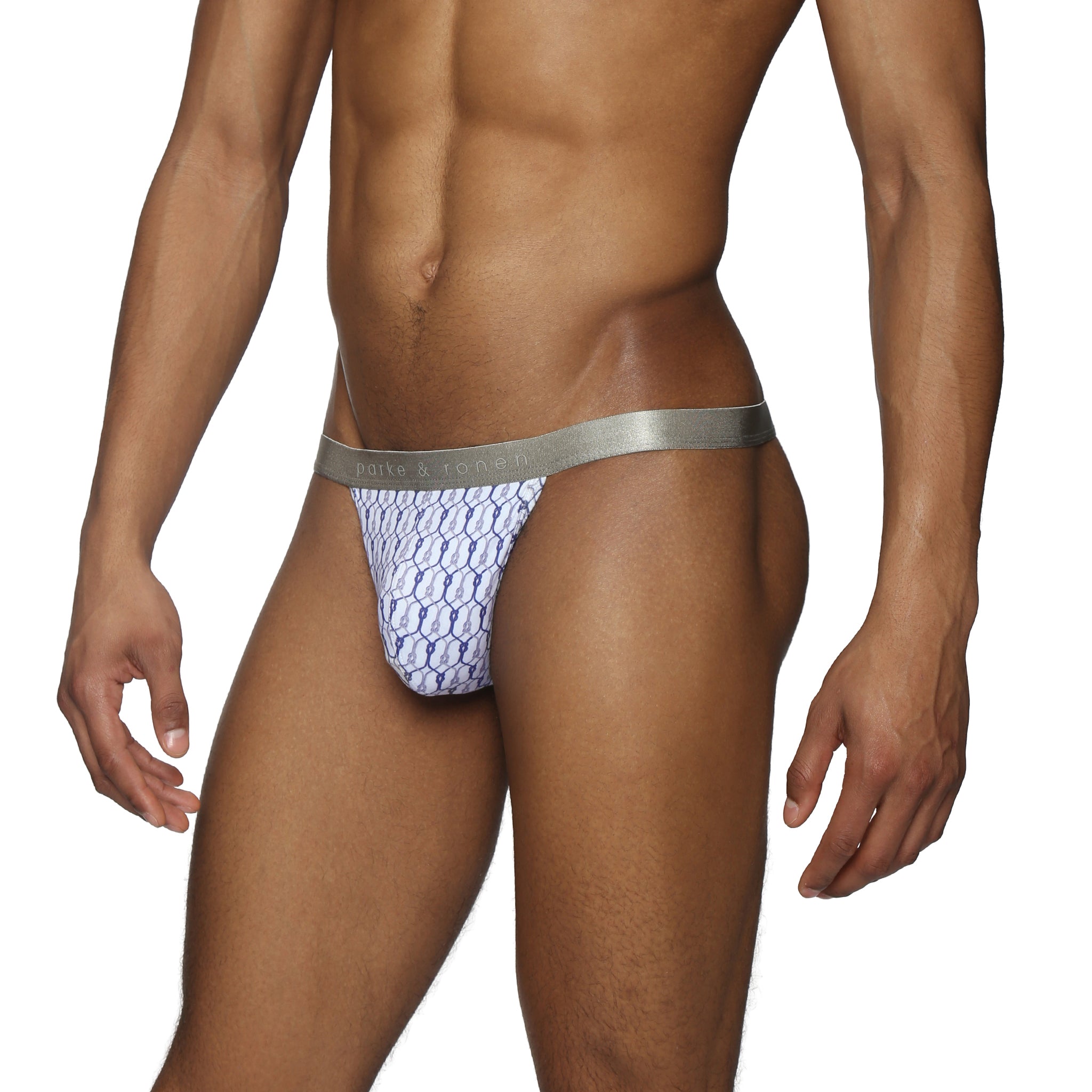 Blue Sailor's Knot Printed Thong - Parke & Ronen