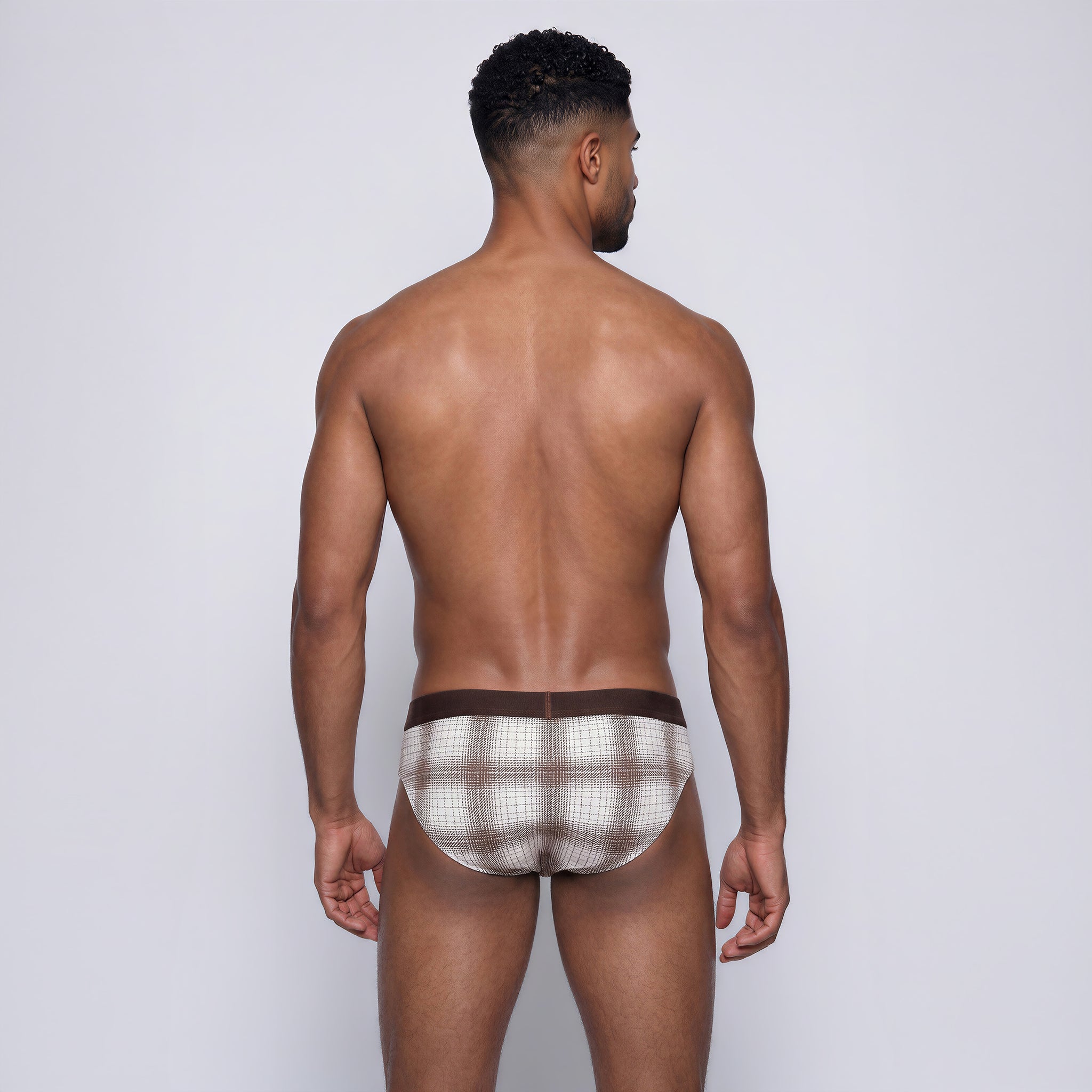 NEW- Mahogany Harris Check Printed Sport Brief