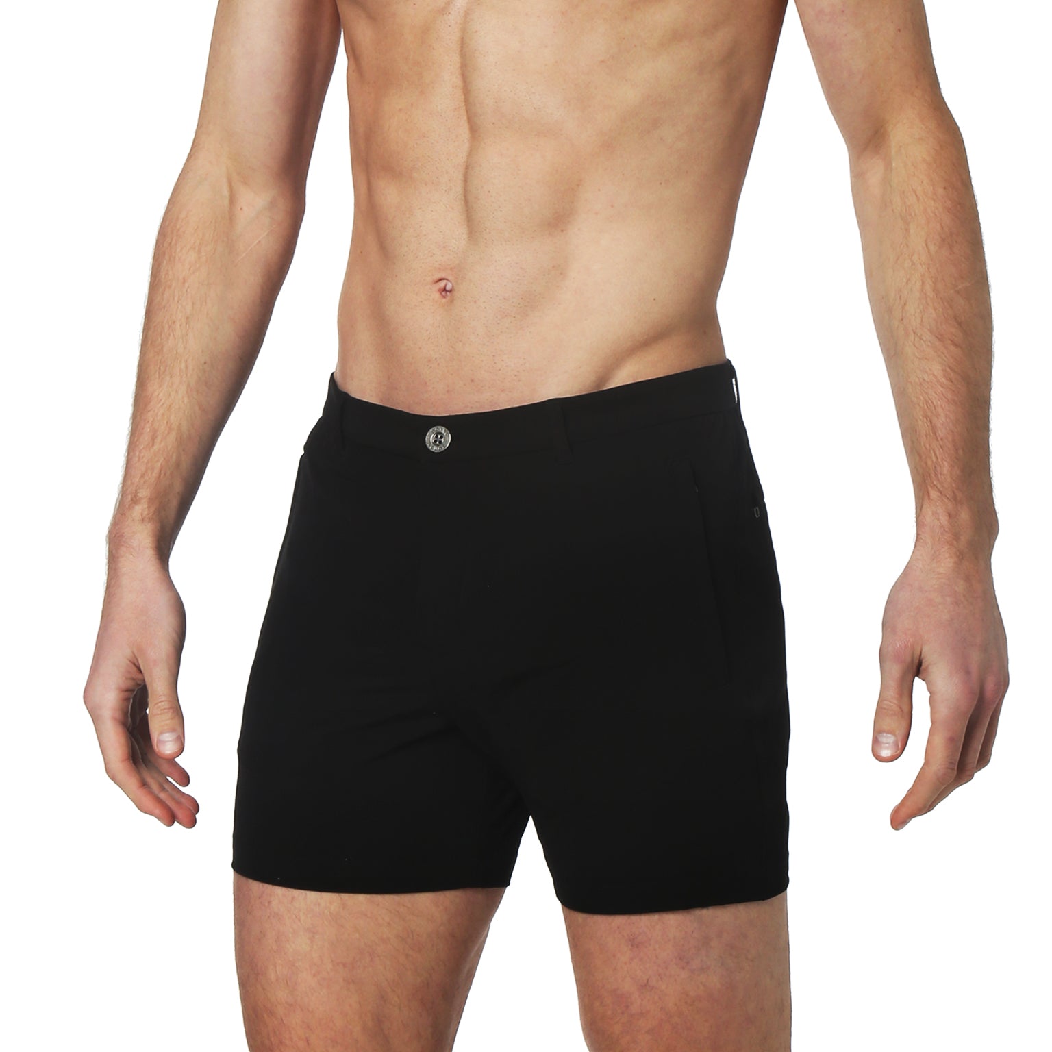 ACTIONWEAR- Black Solid Action Stretch Holler Shorts