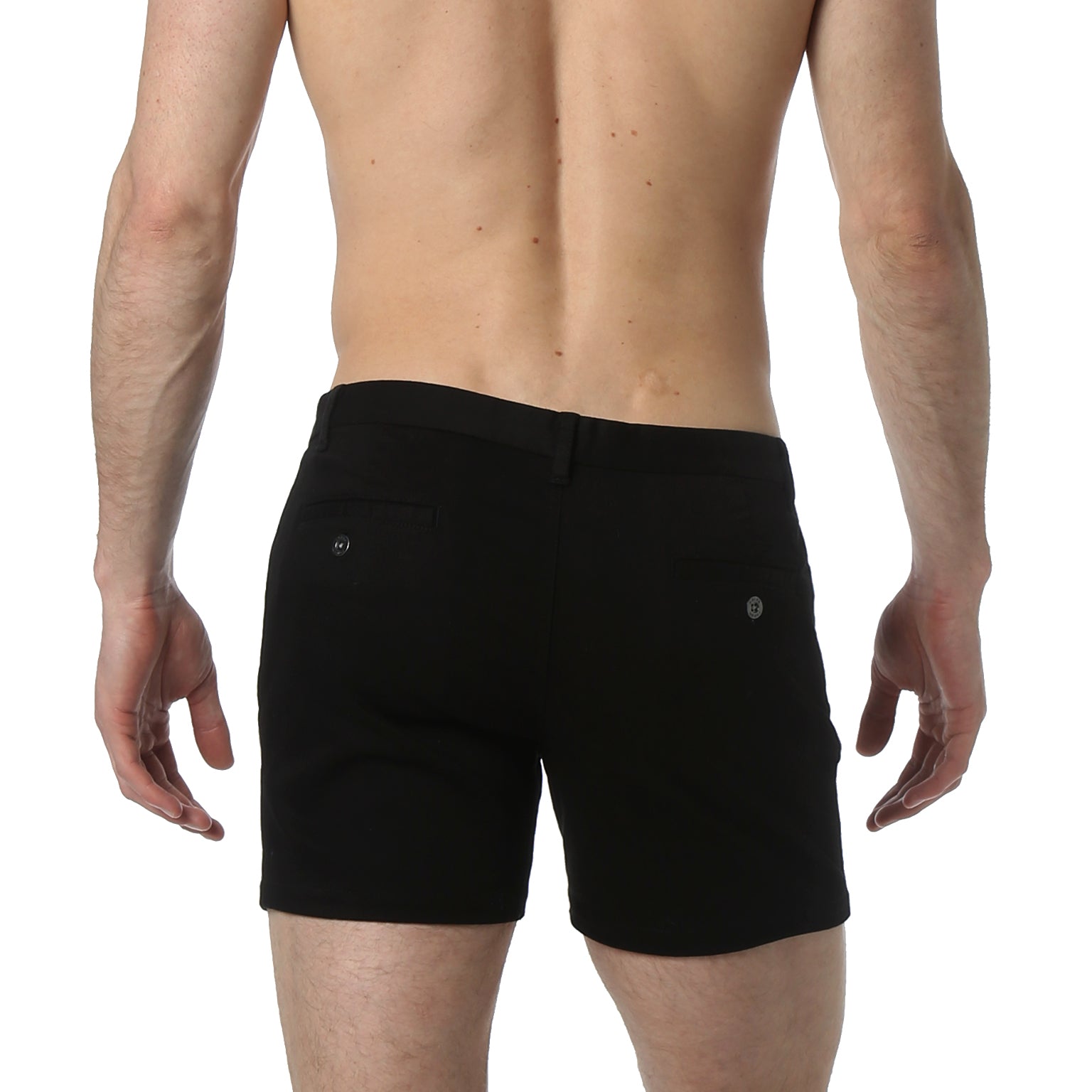 Black Solid Stretch Holler Shorts - parke & ronen