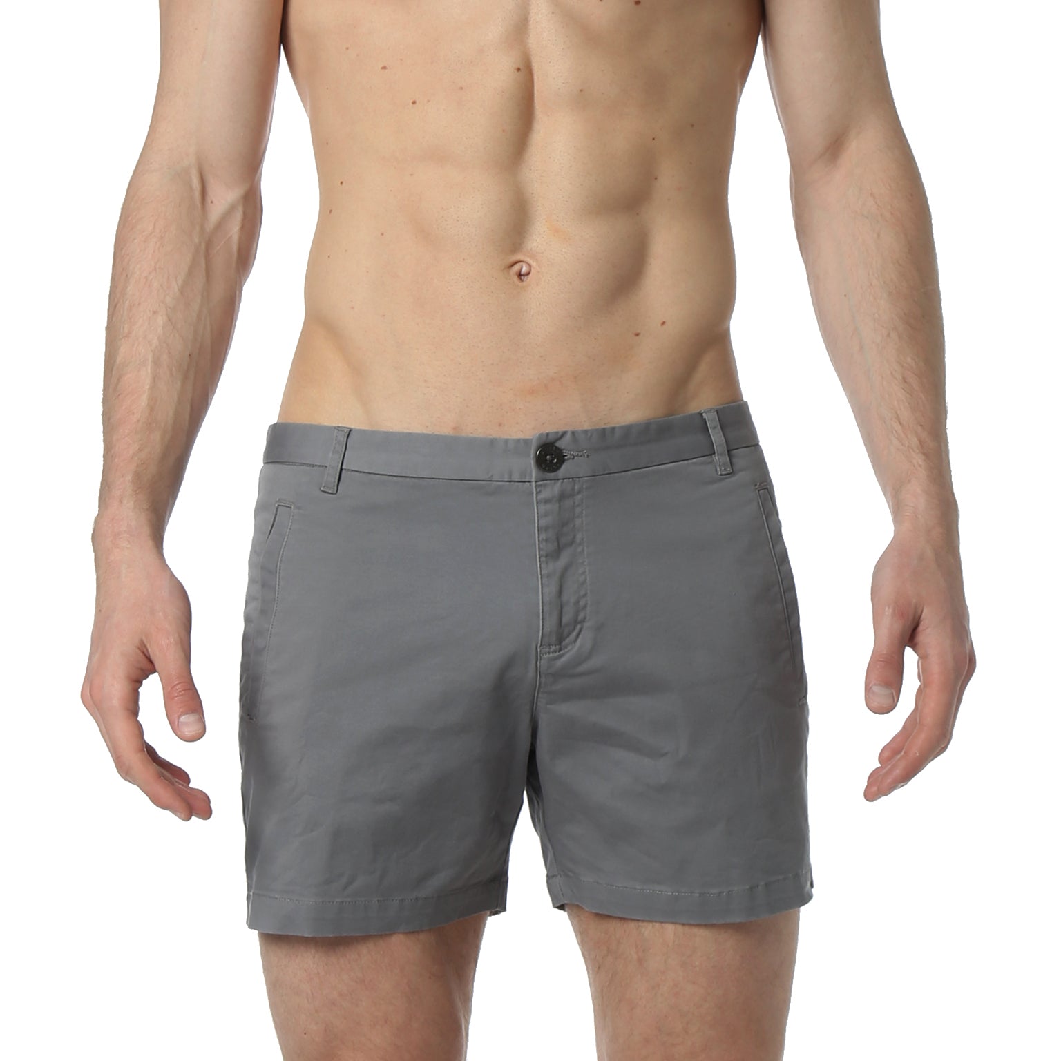 Dark Grey Solid Stretch Holler Shorts - parke & ronen