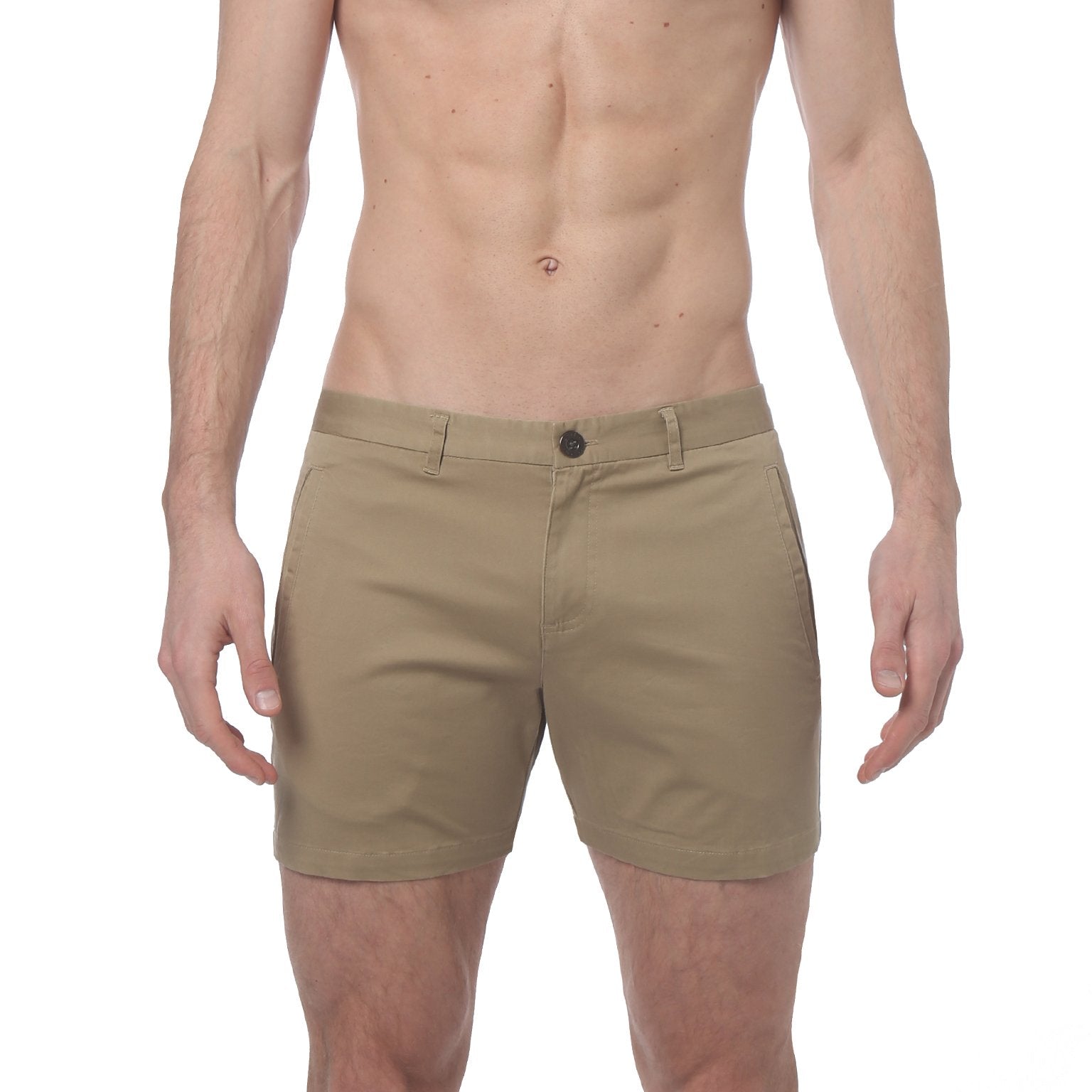 Dark Khaki Stretch Solid Holler Short - parke & ronen