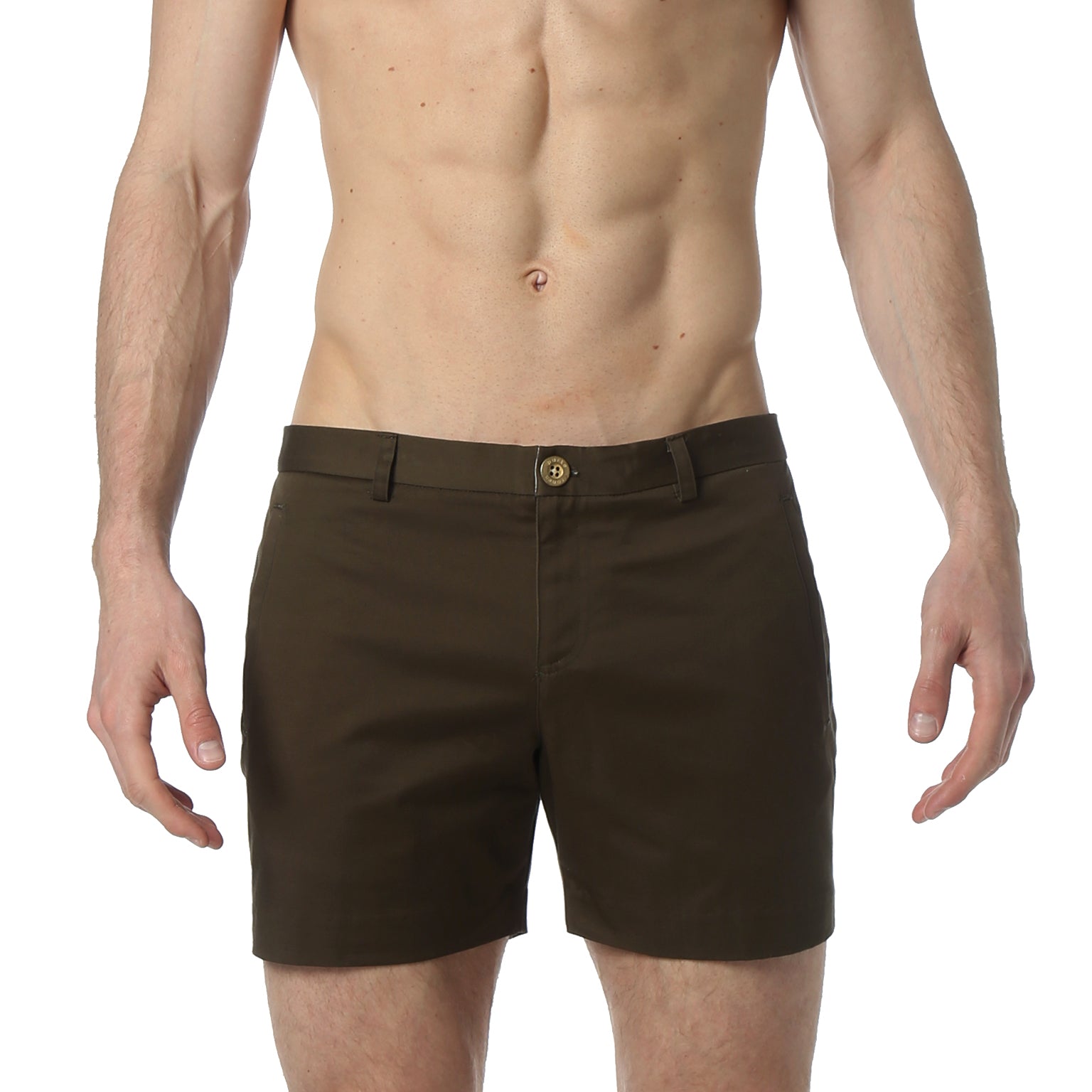 Dark Olive Solid Stretch Holler Shorts - parke & ronen