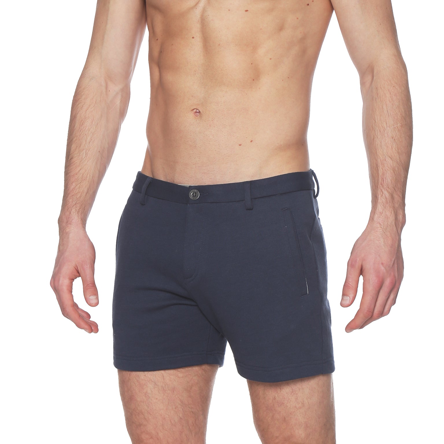 Navy French Terry Solid Knit Holler Short - parke & ronen