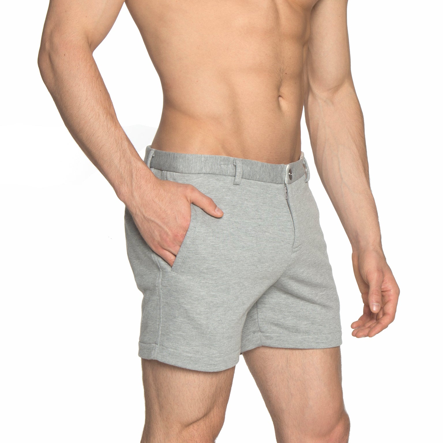 Heather Grey French Terry Solid Knit Holler Short - parke & ronen