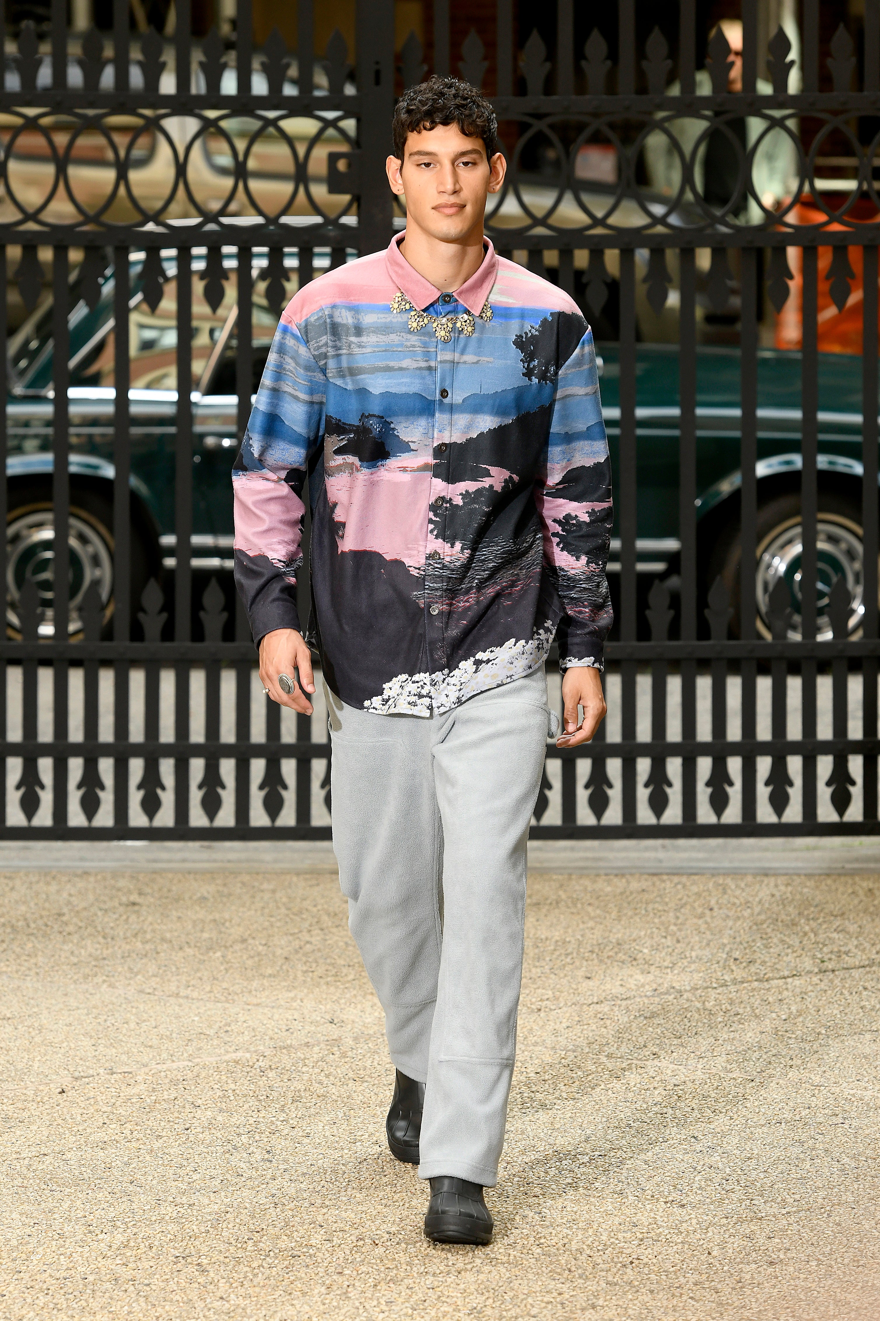 Light Chambray Blue Fleece Painter Pants