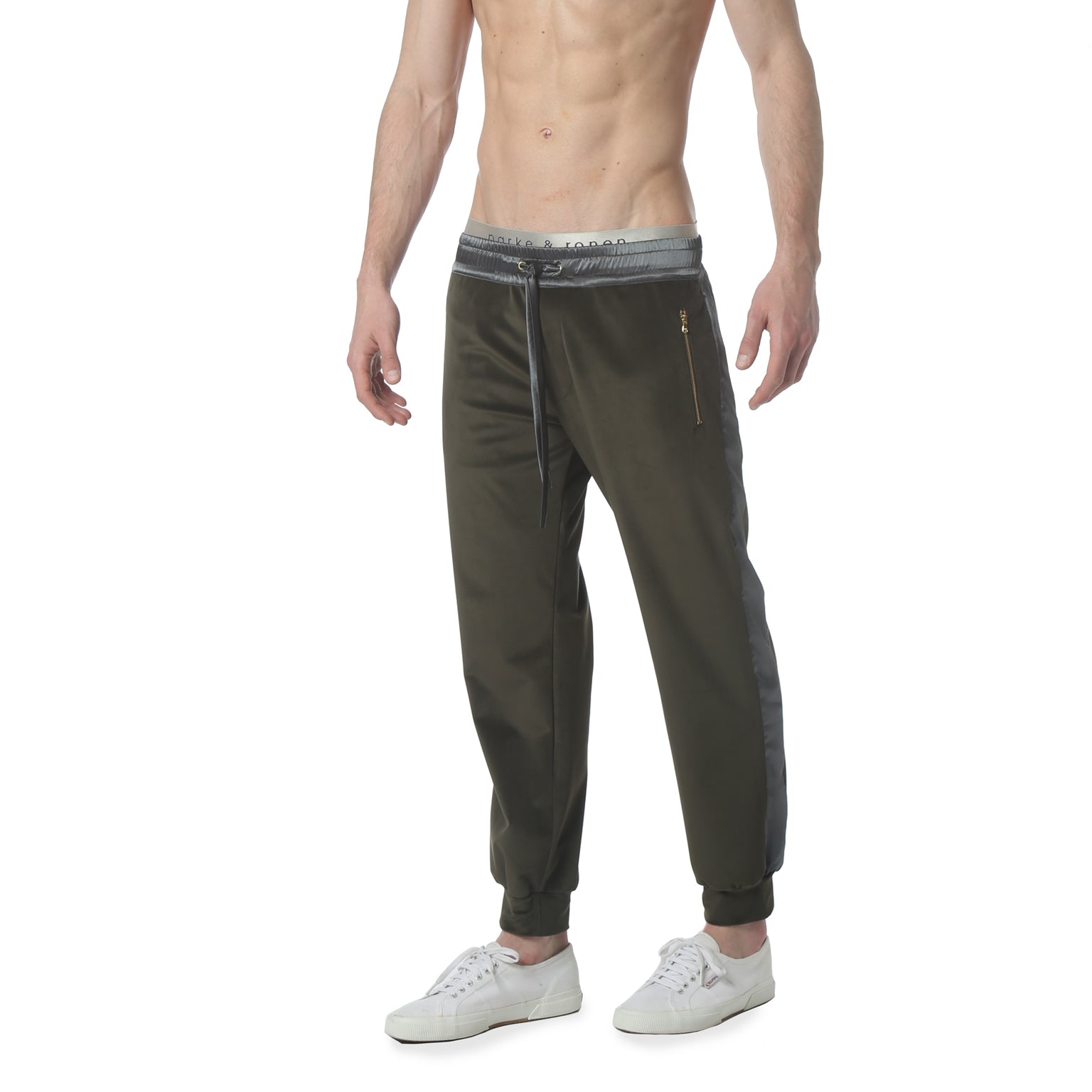 Green Stretch Velvet Freddie Jogger - parke & ronen