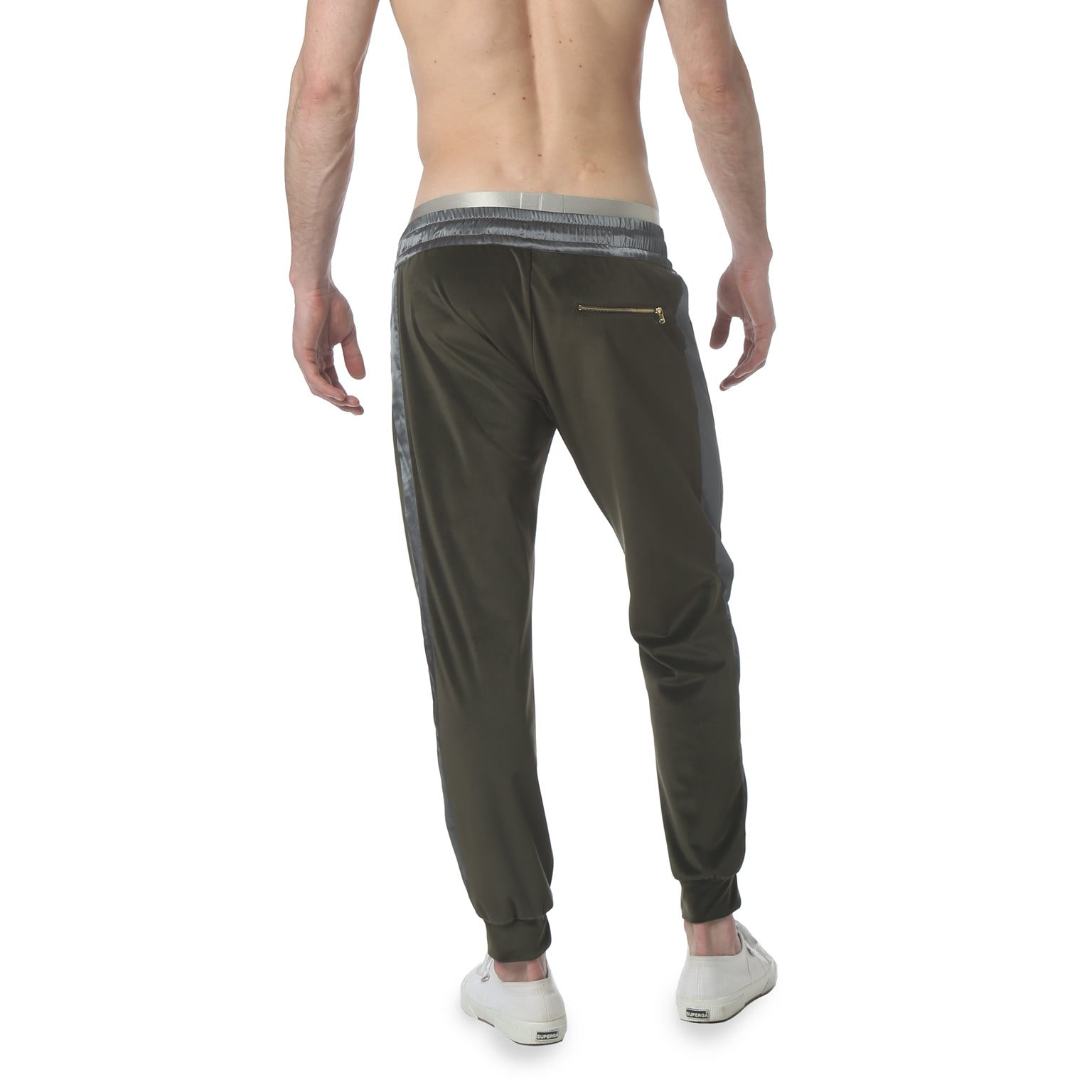 Green Stretch Velvet Freddie Jogger - parke & ronen