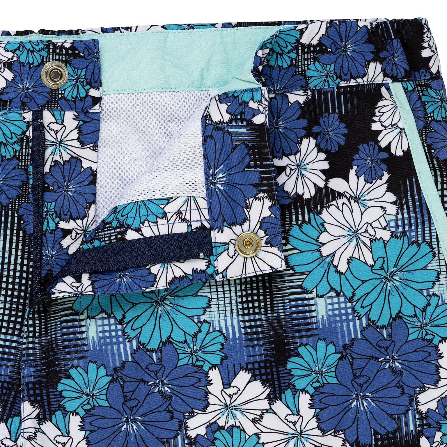 Blue Dahlias Print 2" Angeleno Stretch