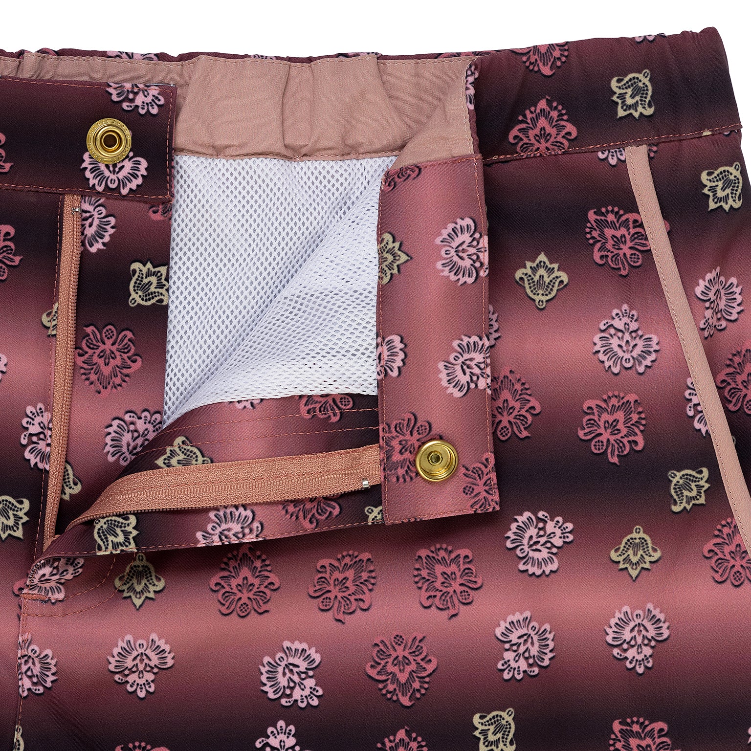 Burgundy Marquetry Print 2" Angeleno Stretch