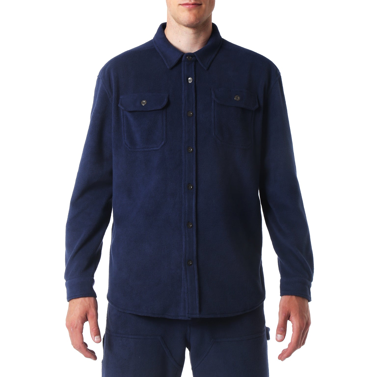 SAVE 70%- Dark Denim Blue Fleece Work Shirt