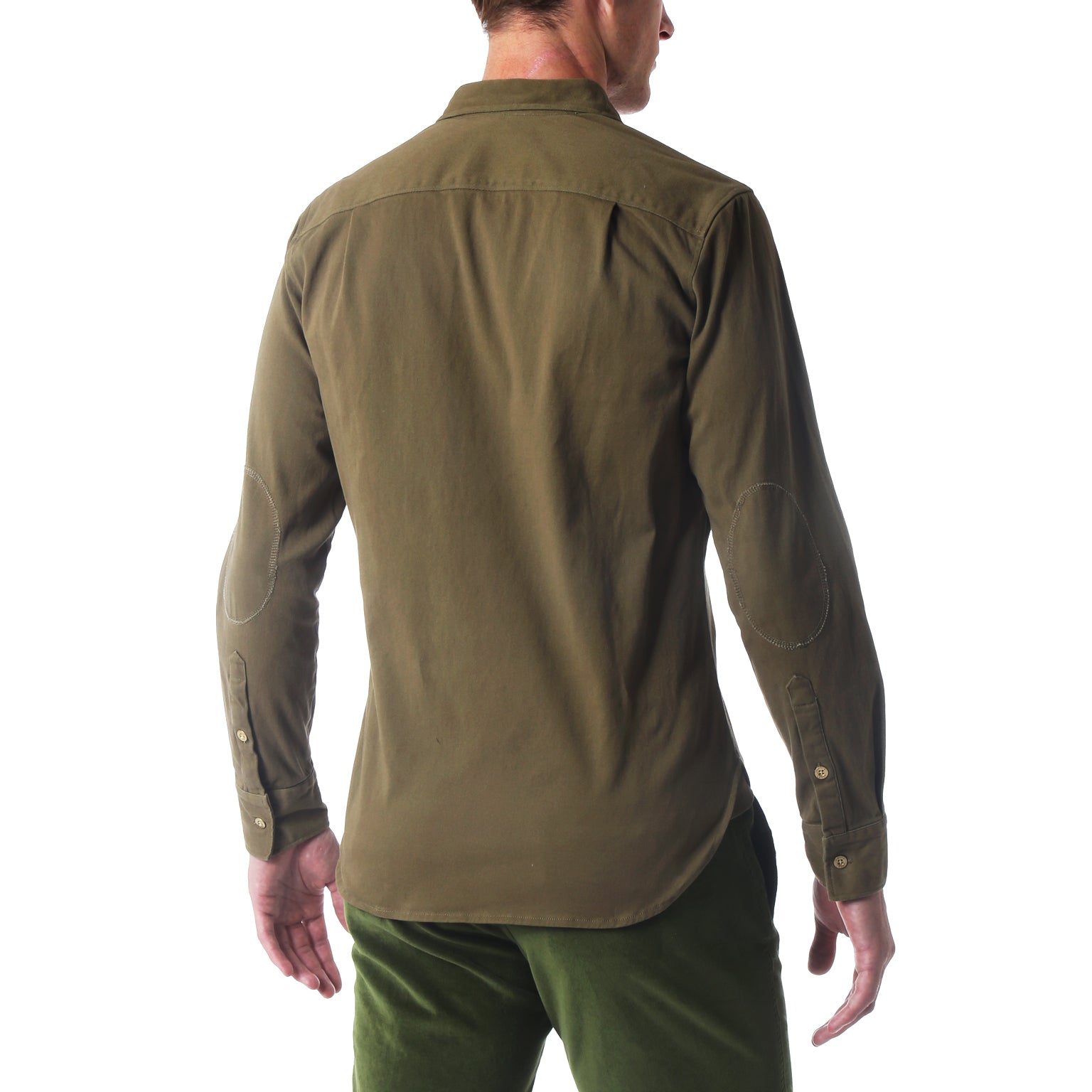 Vintage Washed Light Olive Stretch Twill Shirt